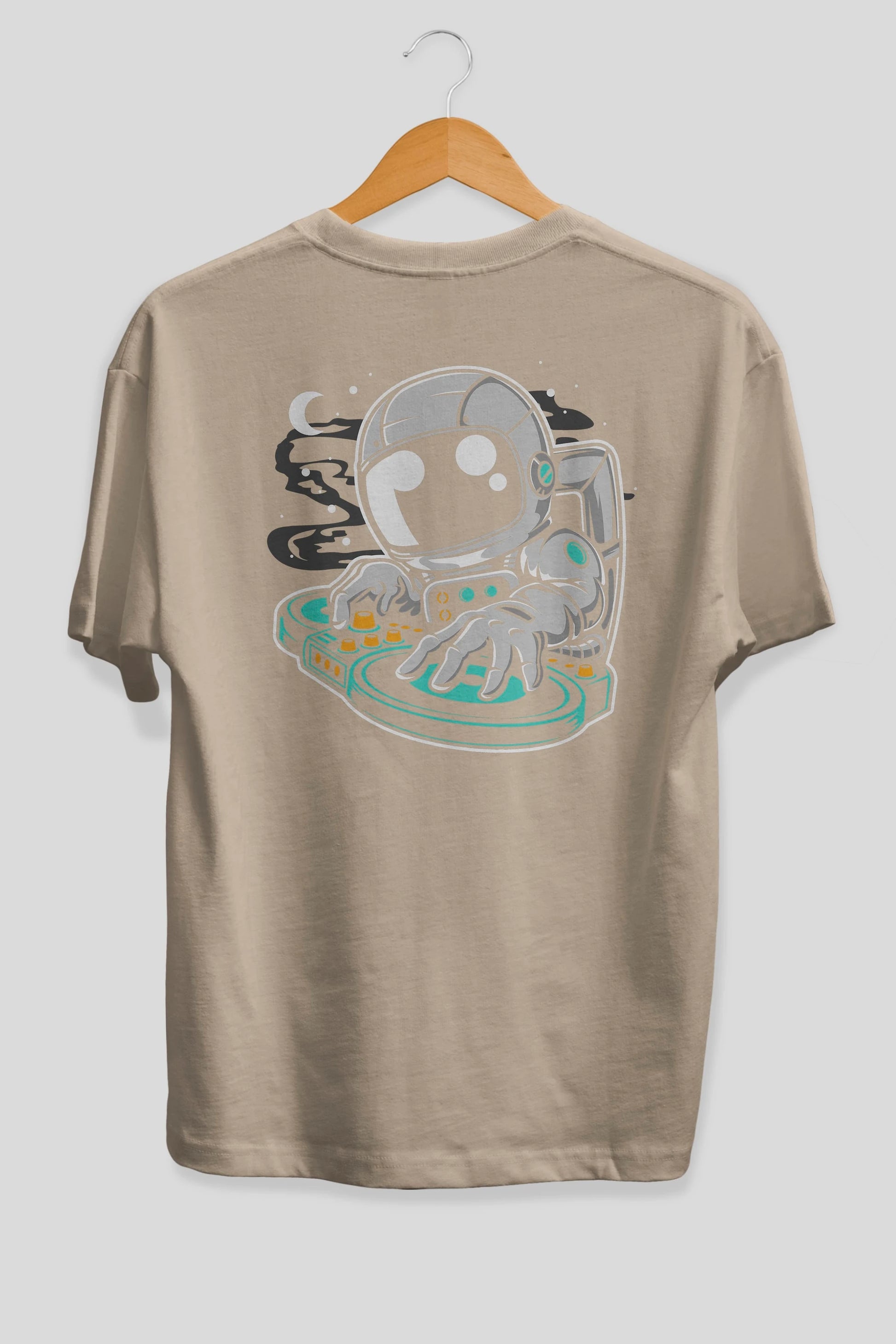 Astronaut DJ Arka Baskılı Oversize t-shirt Erkek Kadın Unisex