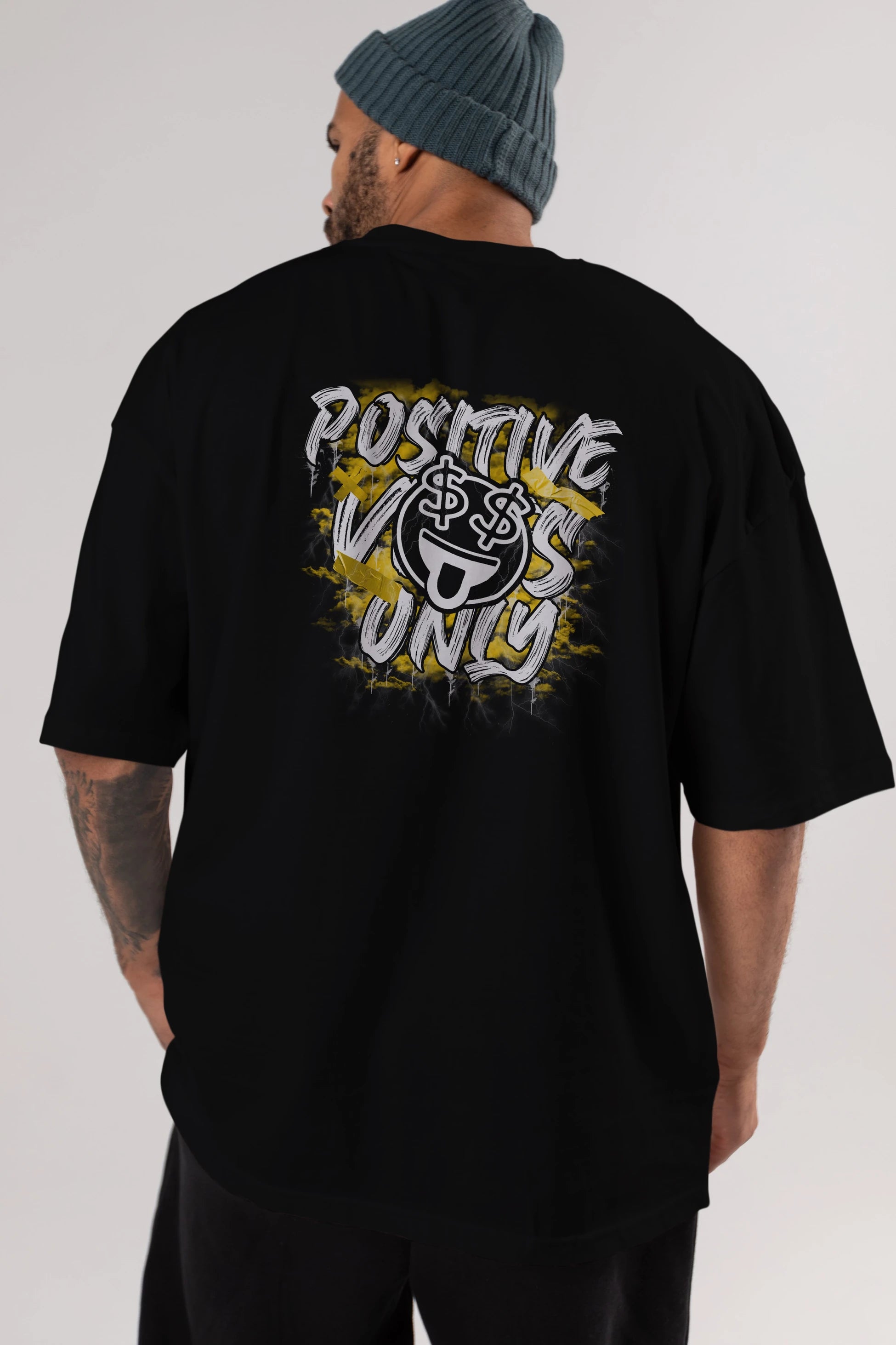 Positive Only Arka Baskılı Oversize t-shirt Erkek Kadın Unisex