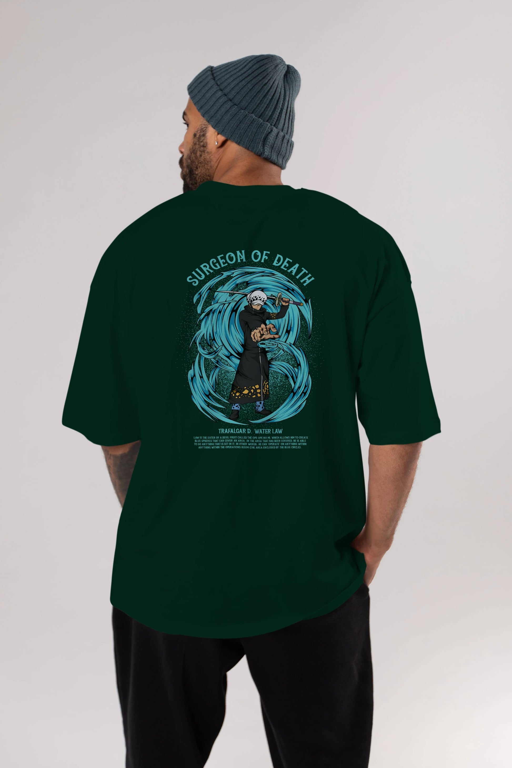 Trafalgad D. Water Law Anime Arka Baskılı Oversize t-shirt Erkek Kadın Unisex