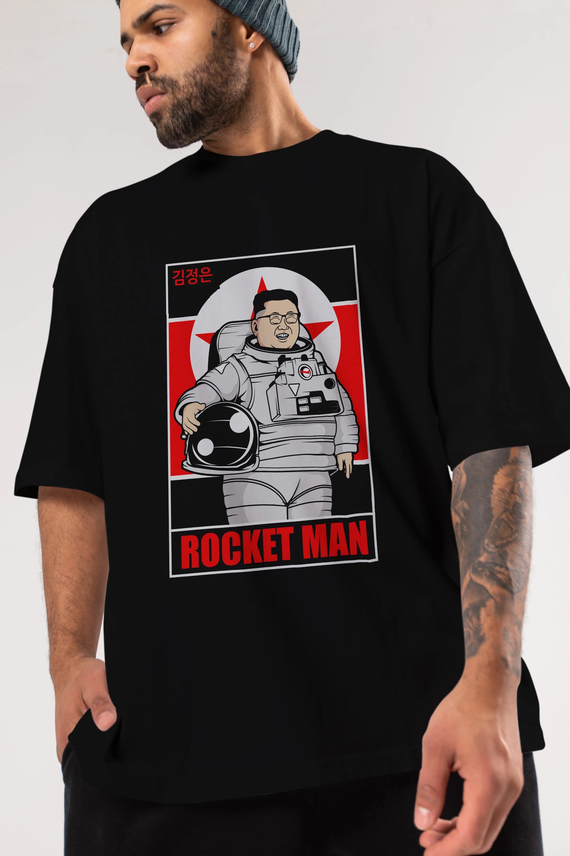 Astronot Kim Ön Baskılı Oversize t-shirt Erkek Kadın Unisex %100 Pamuk tişort