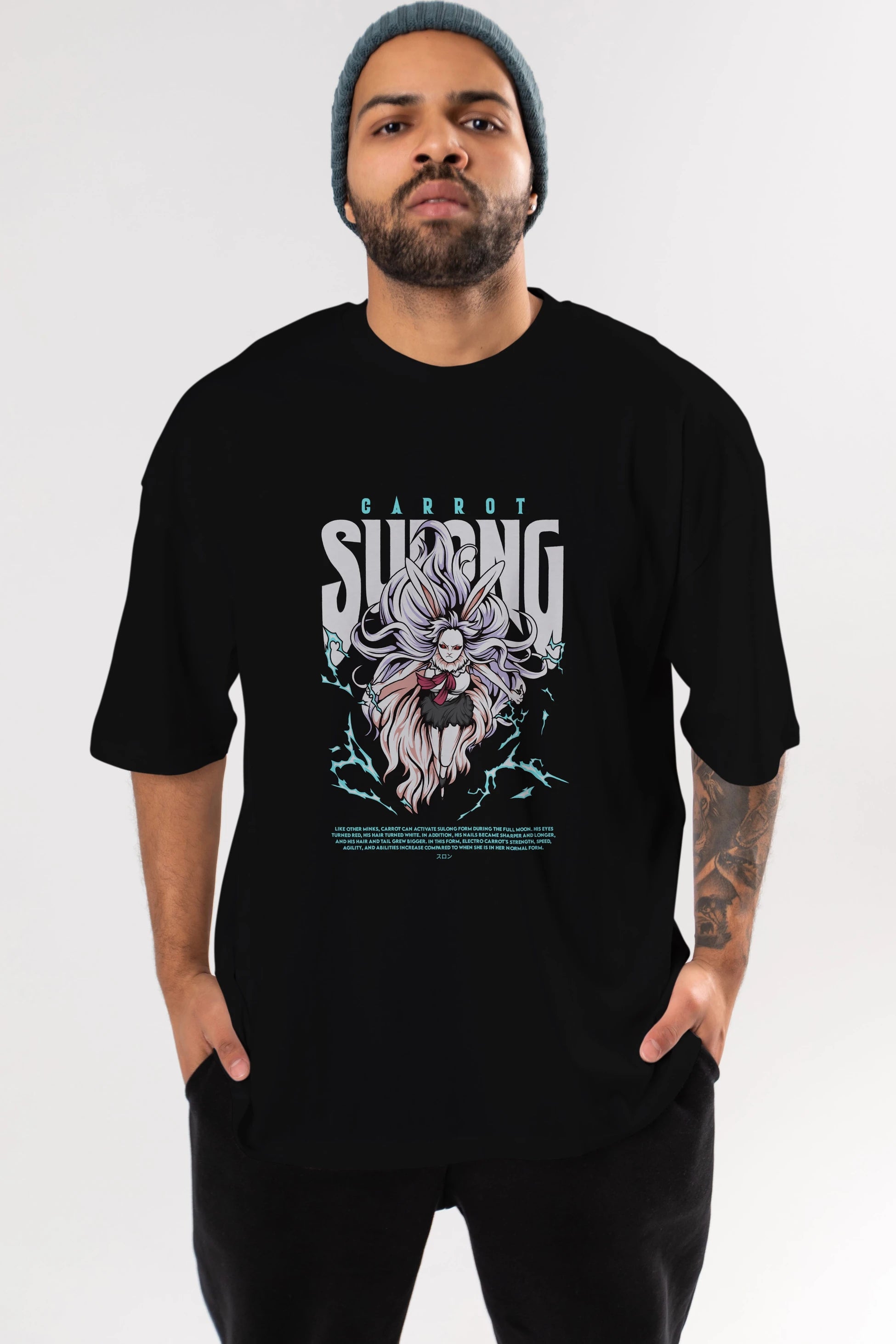 Carrot Sulong Anime Ön Baskılı Oversize t-shirt %100 pamuk Erkek Kadın Unisex