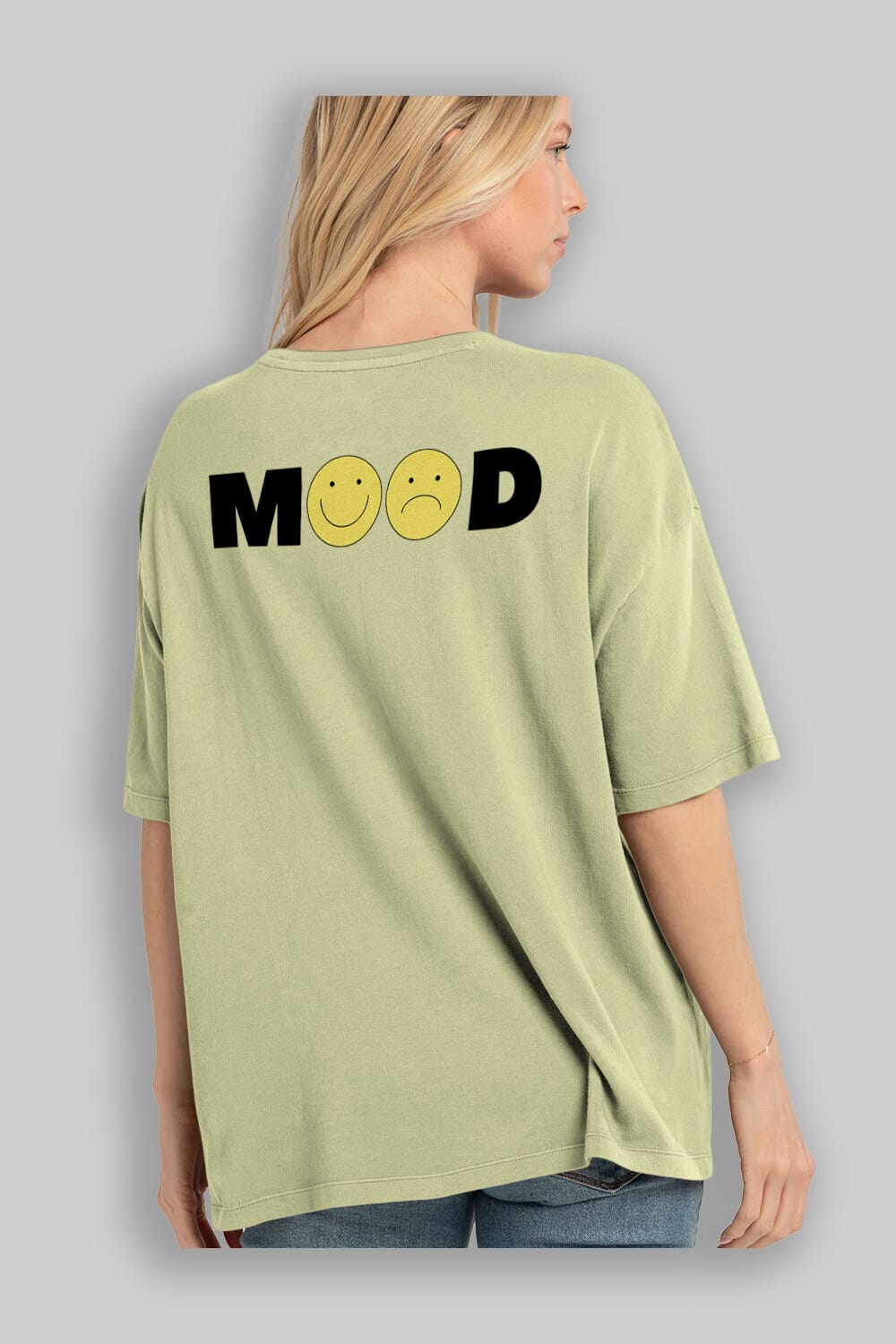 Mood Arka Baskılı Oversize t-shirt Erkek Kadın Unisex