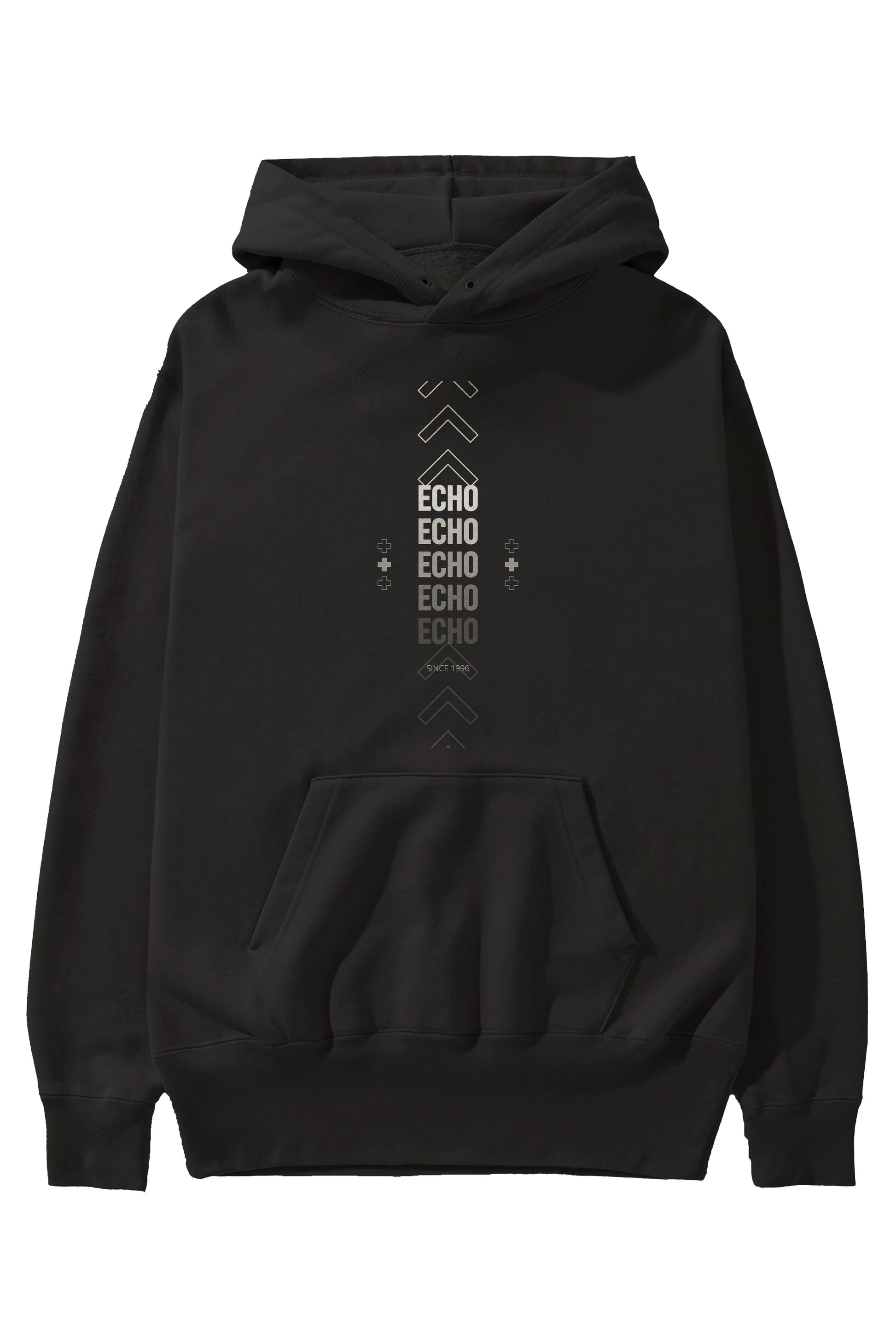 Echo Yazılı Ön Baskılı Oversize Hoodie Kapüşonlu Sweatshirt Erkek Kadın Unisex