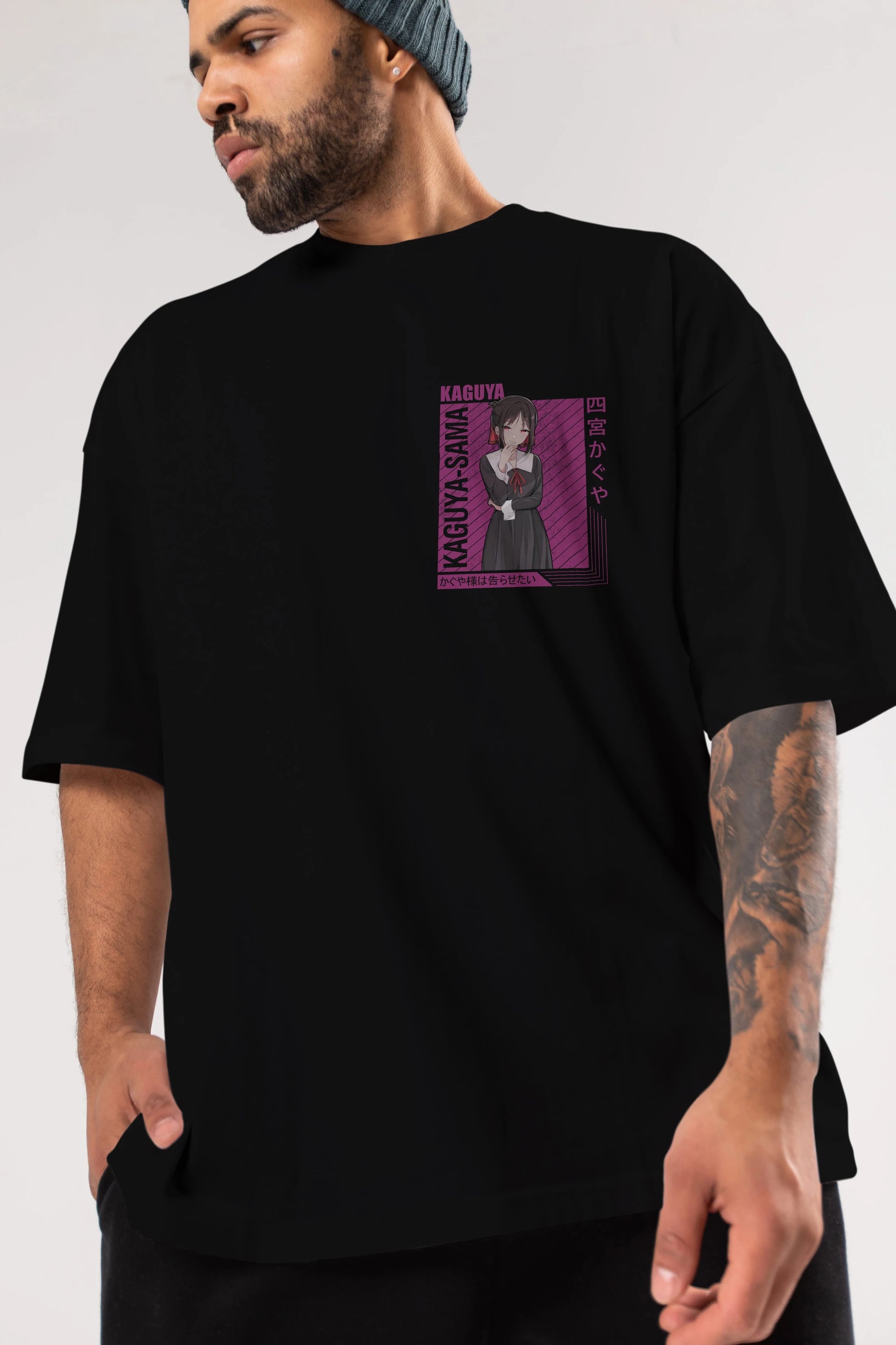 Kaguya Shinomiya 4 1 Ön Sol Baskılı Oversize t-shirt Erkek Kadın Unisex %100 Pamuk Bisiklet Yaka tişort
