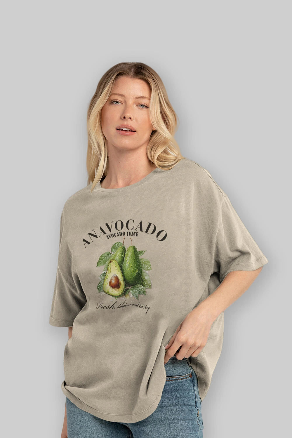 Avocado Avokado Ön Baskılı Oversize t-shirt Erkek Kadın Pamuk Bisiklet Yaka tişort