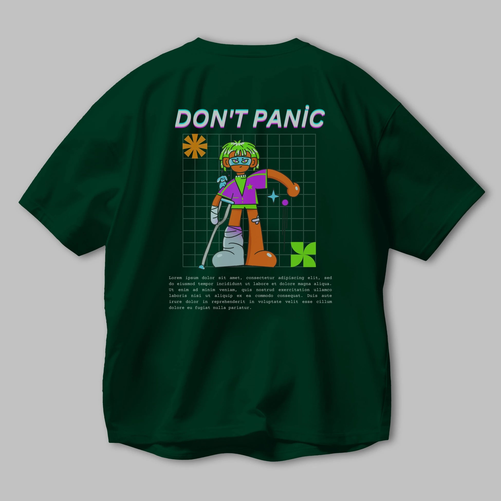 Dont Panic Yazılı Arka Baskılı Oversize t-shirt Erkek Kadın Unisex