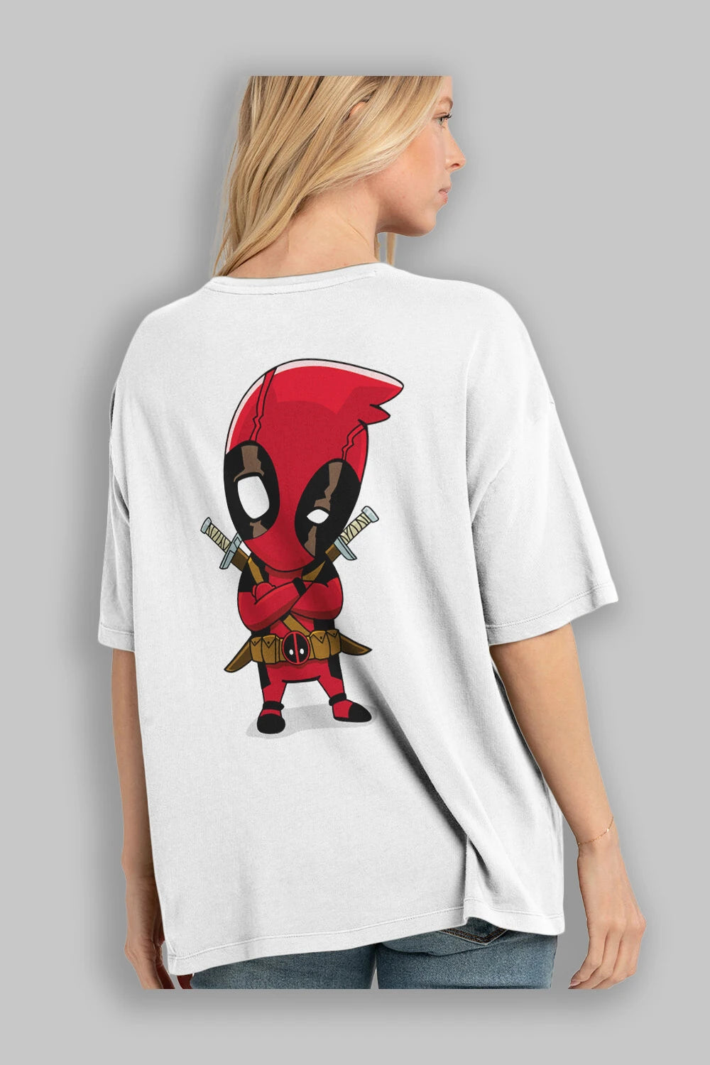 Deadpool (19) Arka Baskılı Oversize t-shirt Erkek Kadın Unisex %100 Pamuk Bisiklet Yaka tişort