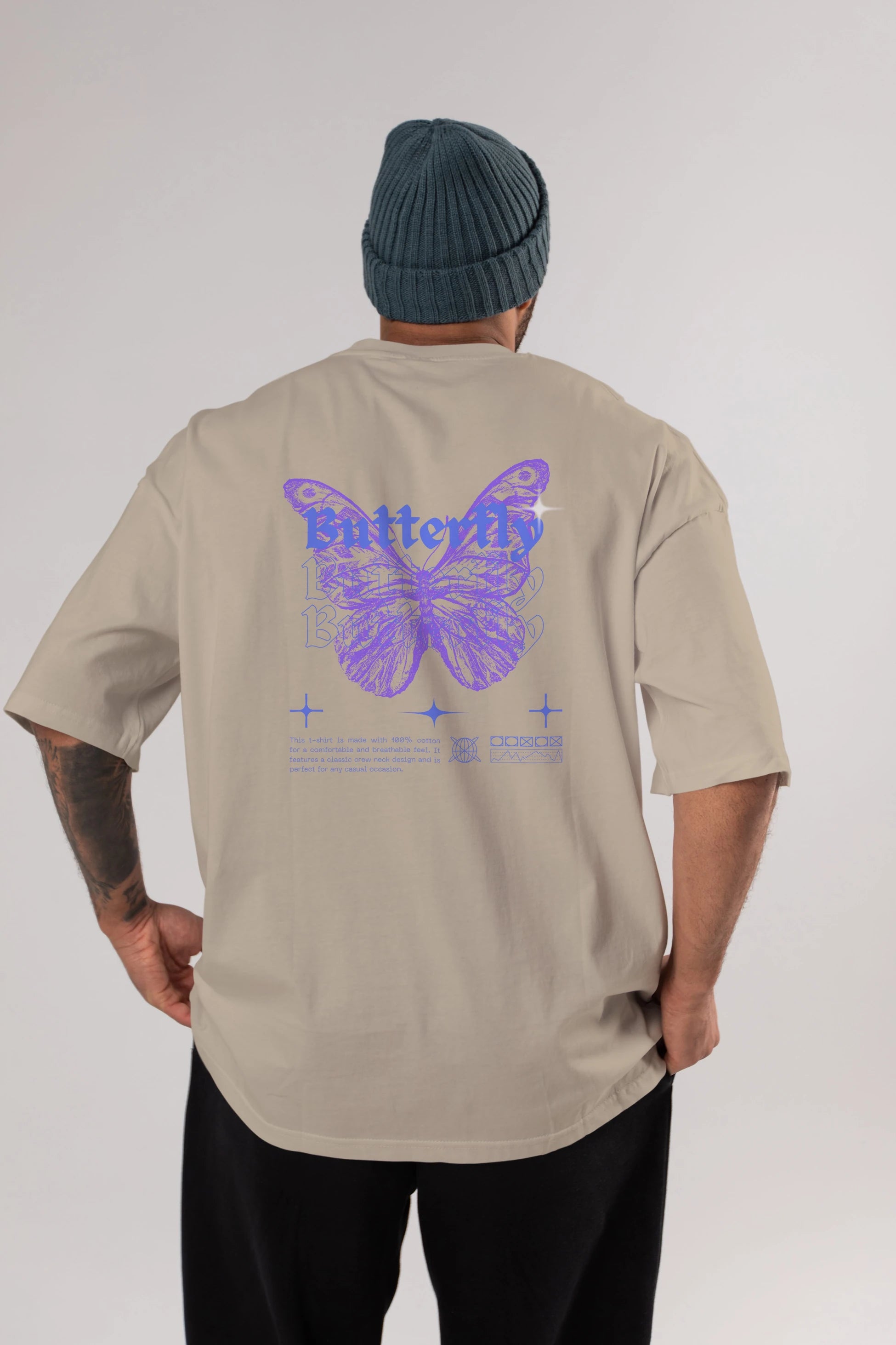 Butterfly Streetwear Arka Baskılı Oversize t-shirt Erkek Kadın Unisex