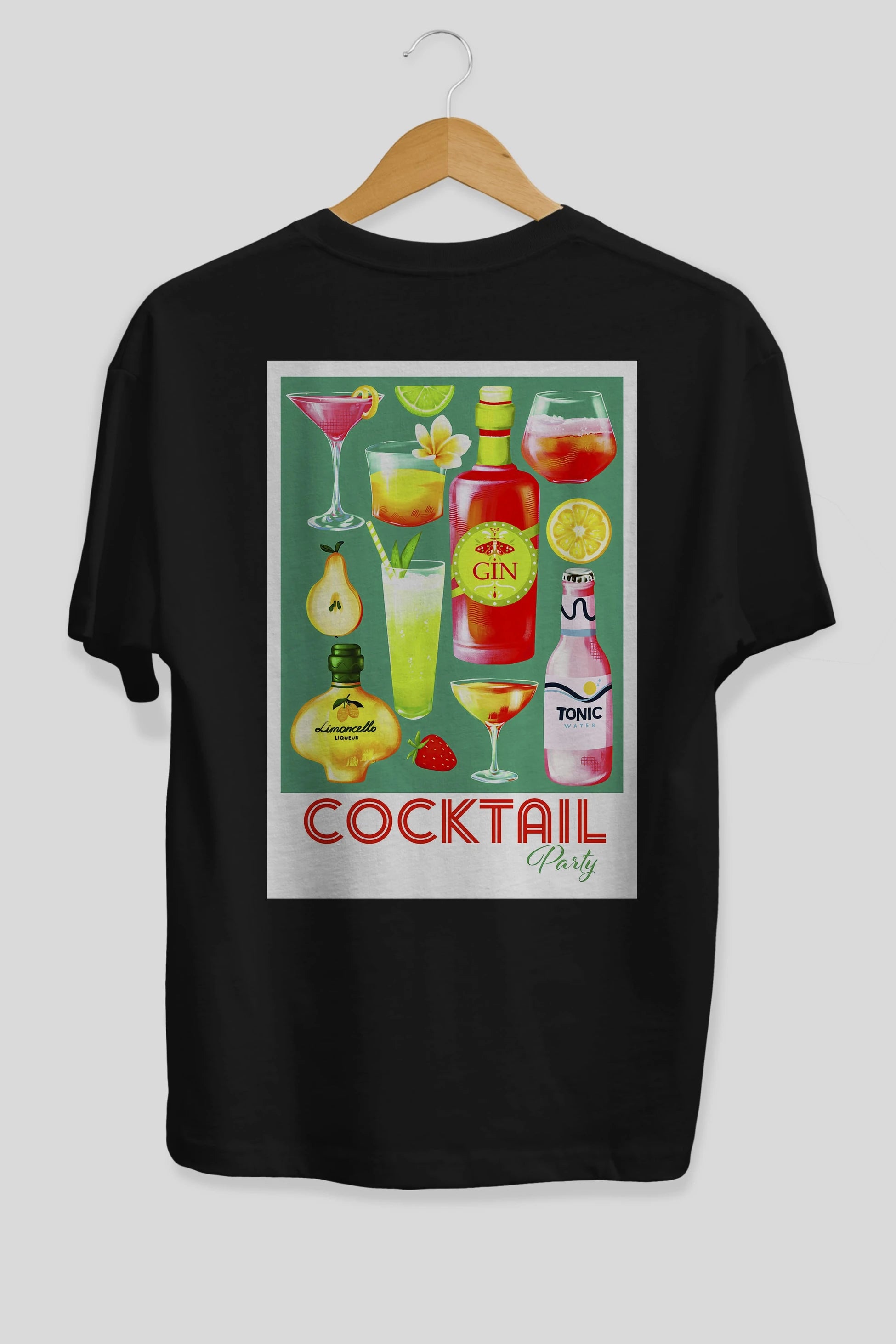 Cocktail Party 2 Arka Baskılı Oversize t-shirt Erkek Kadın Unisex %100 Pamuk Bisiklet Yaka tişort