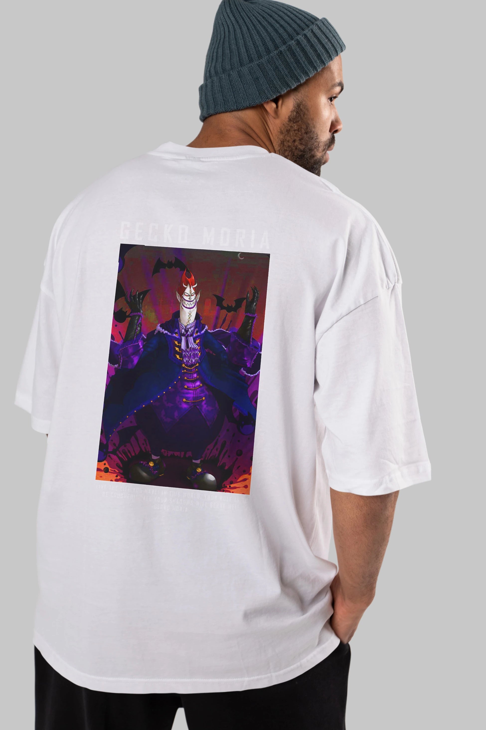 Gecko Moria Anime Arka Baskılı Oversize t-shirt Erkek Kadın Unisex %100 pamuk tişort