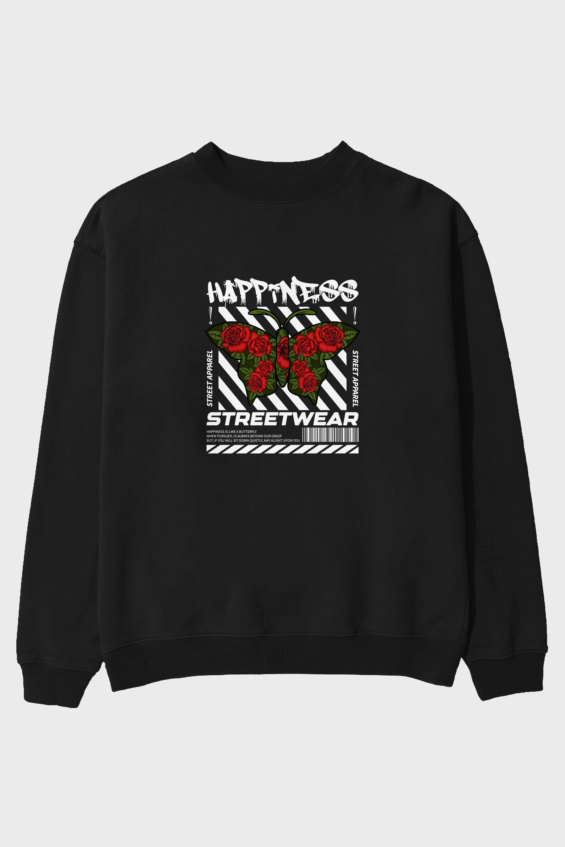Happiness Streetwear Ön Baskılı Oversize Sweatshirt Erkek Kadın Unisex