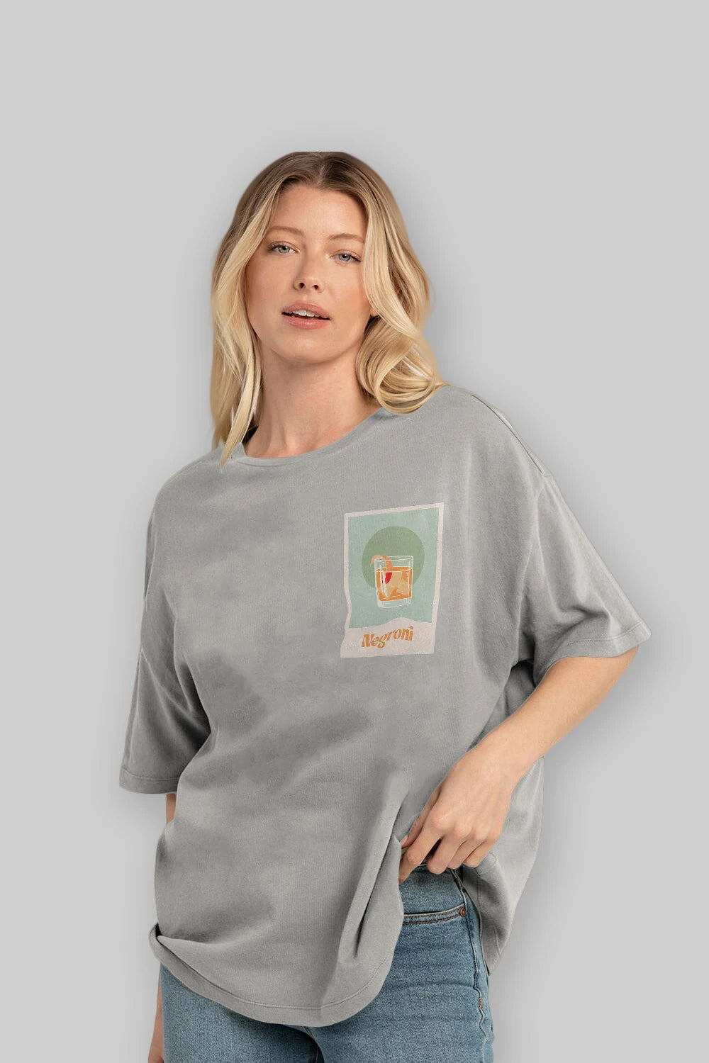 Negroni 5 Ön Sol Baskılı Oversize t-shirt Erkek Kadın Unisex %100 Pamuk Bisiklet Yaka tişort