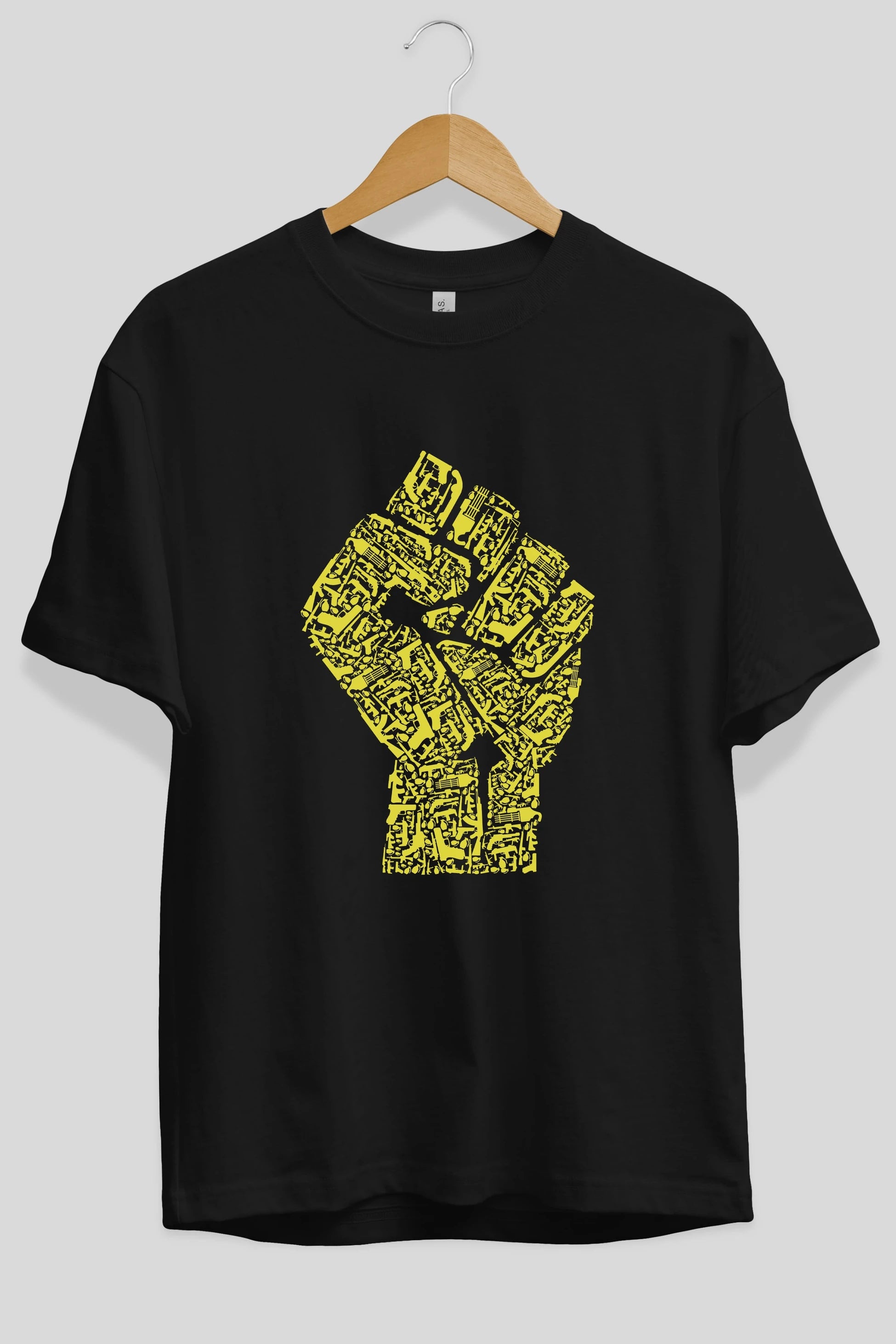 Hand Of Revolution Ön Baskılı Oversize t-shirt %100 pamuk Erkek Kadın Unisex