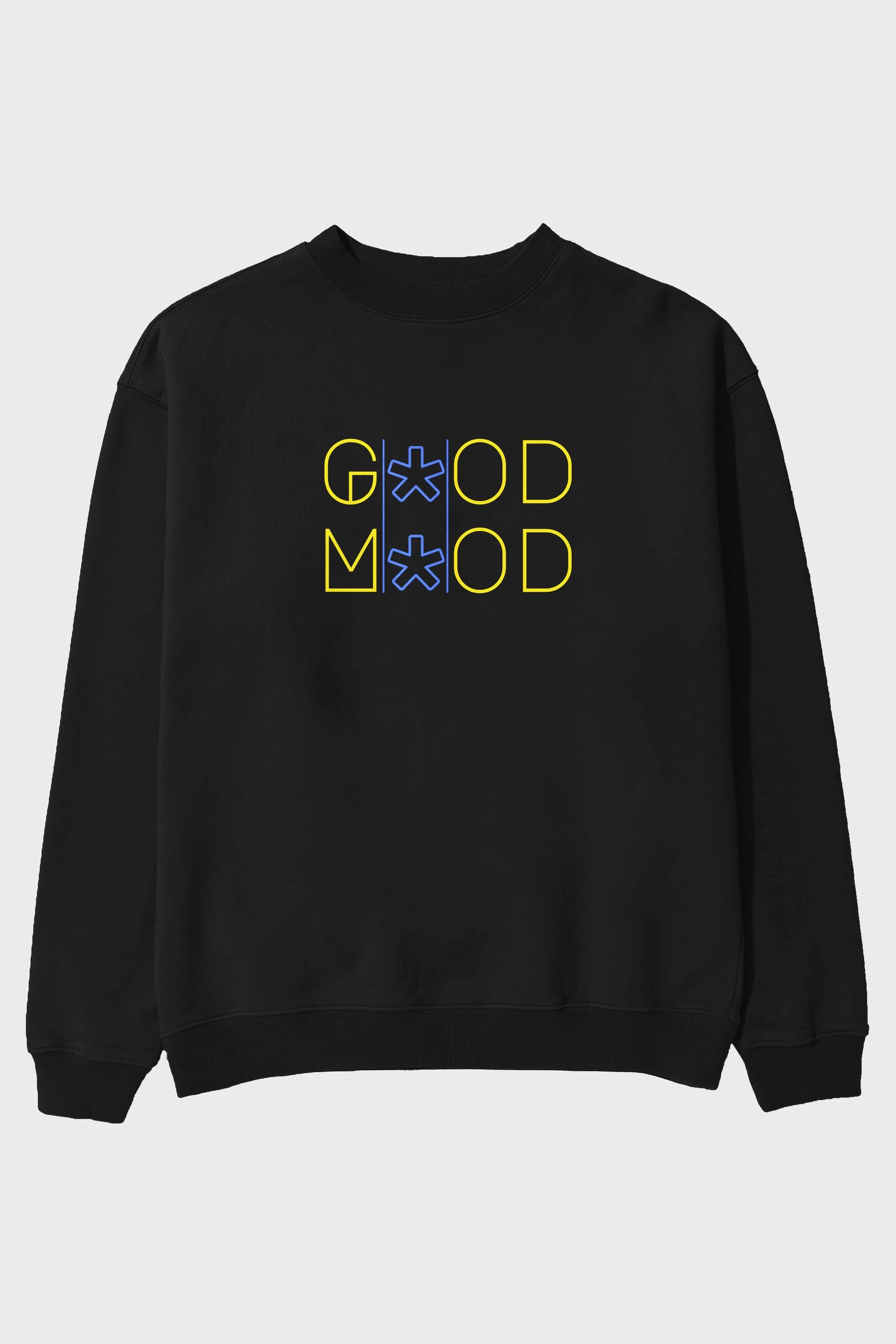 Good Mood Yazılı Ön Baskılı Oversize Sweatshirt Erkek Kadın Unisex