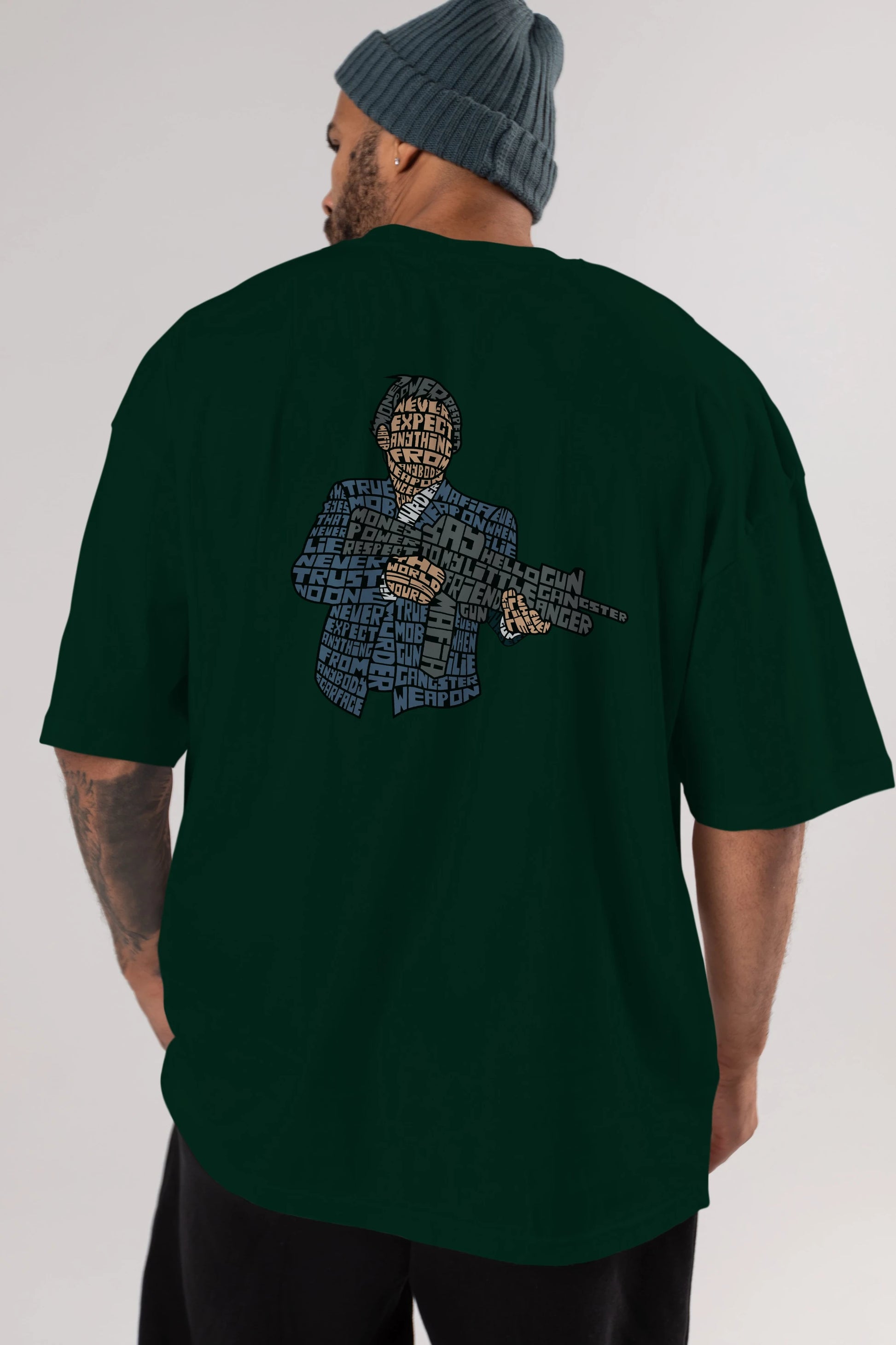Mafia Arka Baskılı Oversize t-shirt %100 pamuk Erkek Kadın Unisex