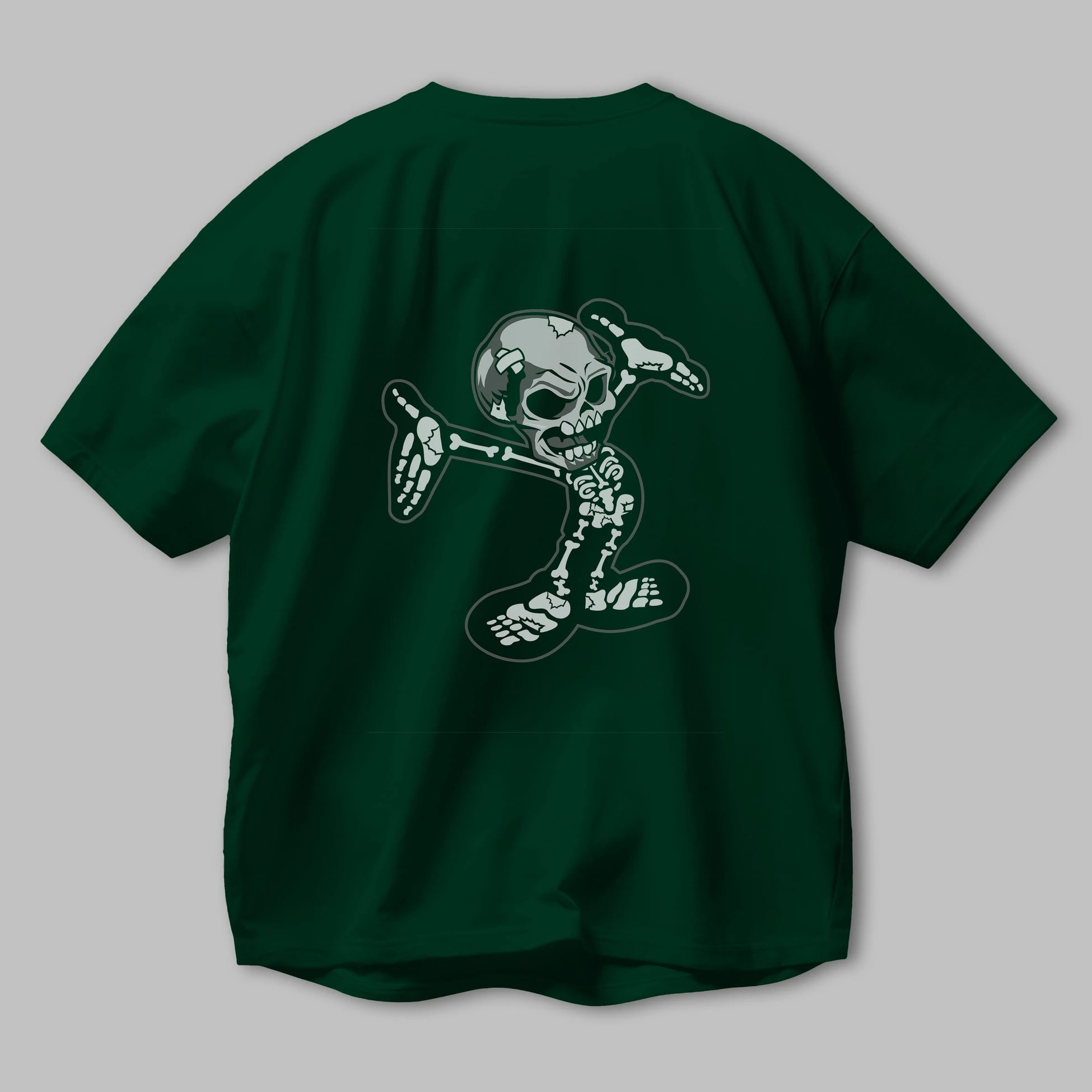 Skull Skeleton Arka Baskılı Oversize t-shirt Erkek Kadın Unisex %100 Pamuk tişort