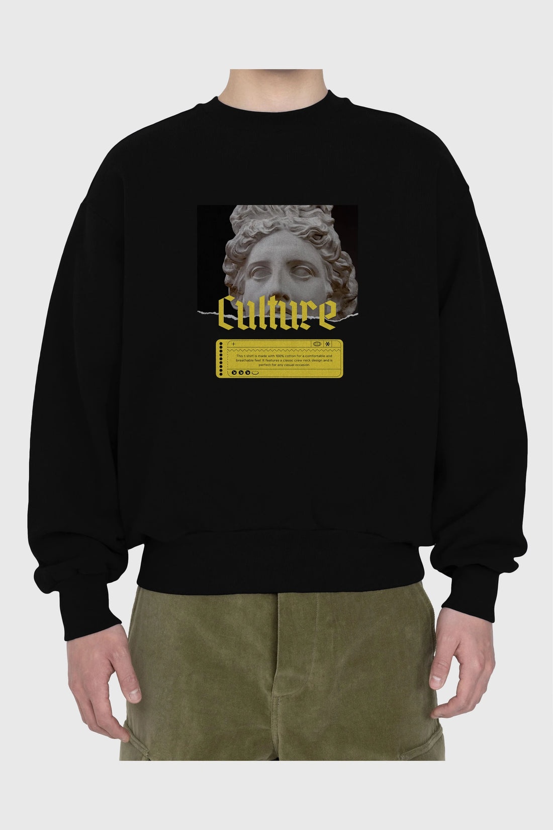 Culture Yazılı Ön Baskılı Oversize Sweatshirt Erkek Kadın Unisex