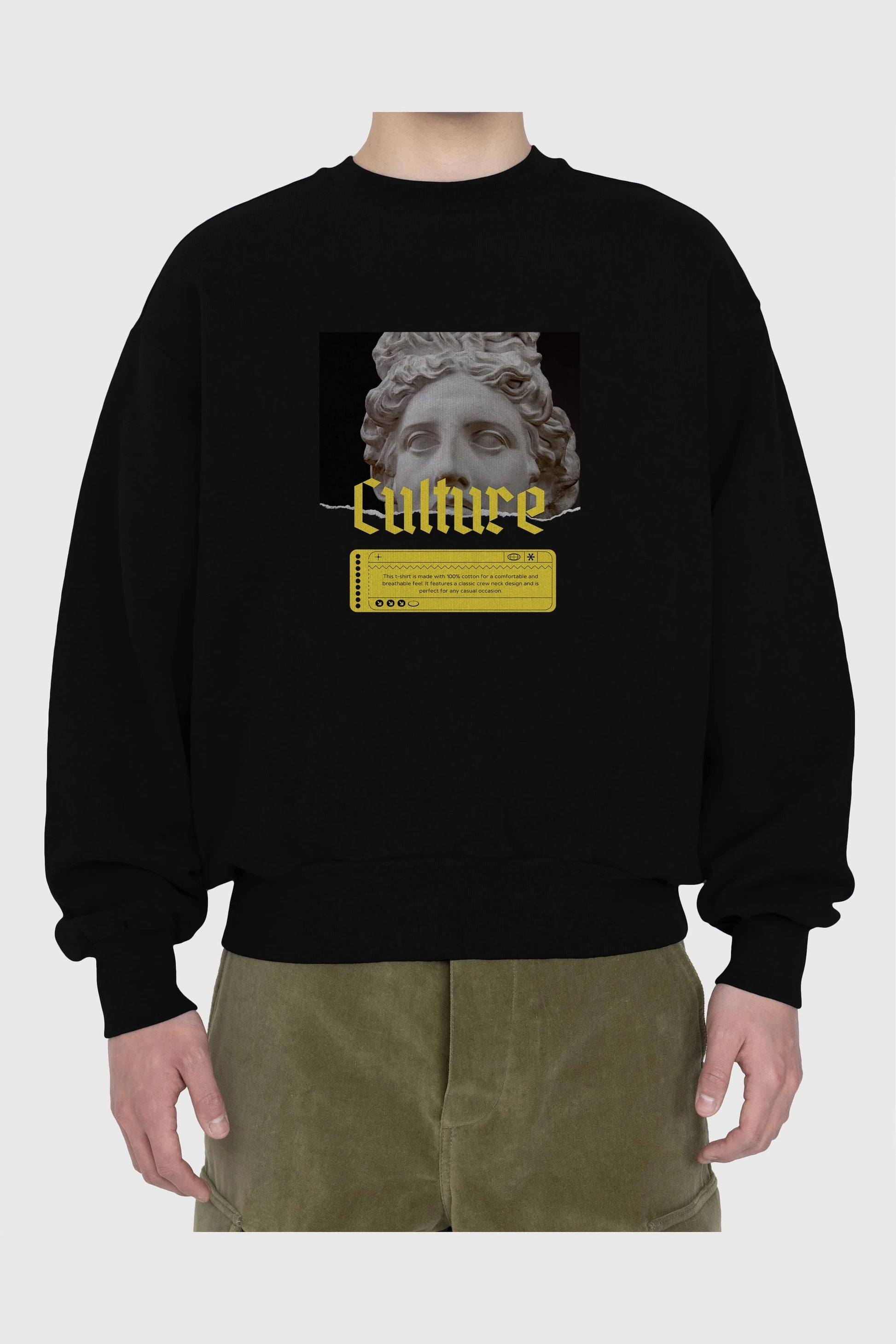 Culture Yazılı Ön Baskılı Oversize Sweatshirt Erkek Kadın Unisex