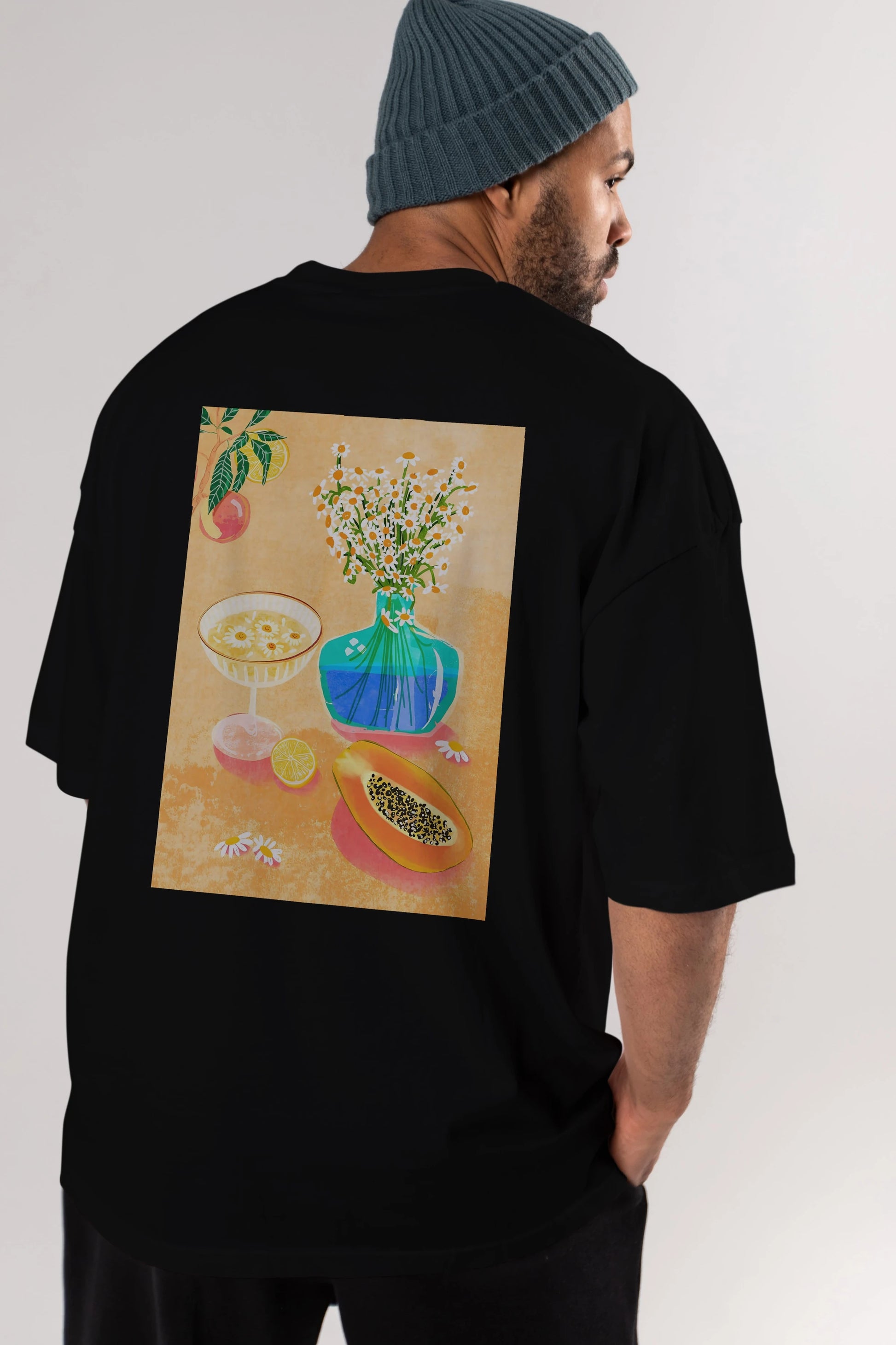 Cheers 2 Arka Baskılı Oversize t-shirt Erkek Kadın Unisex %100 Pamuk Bisiklet Yaka tişort