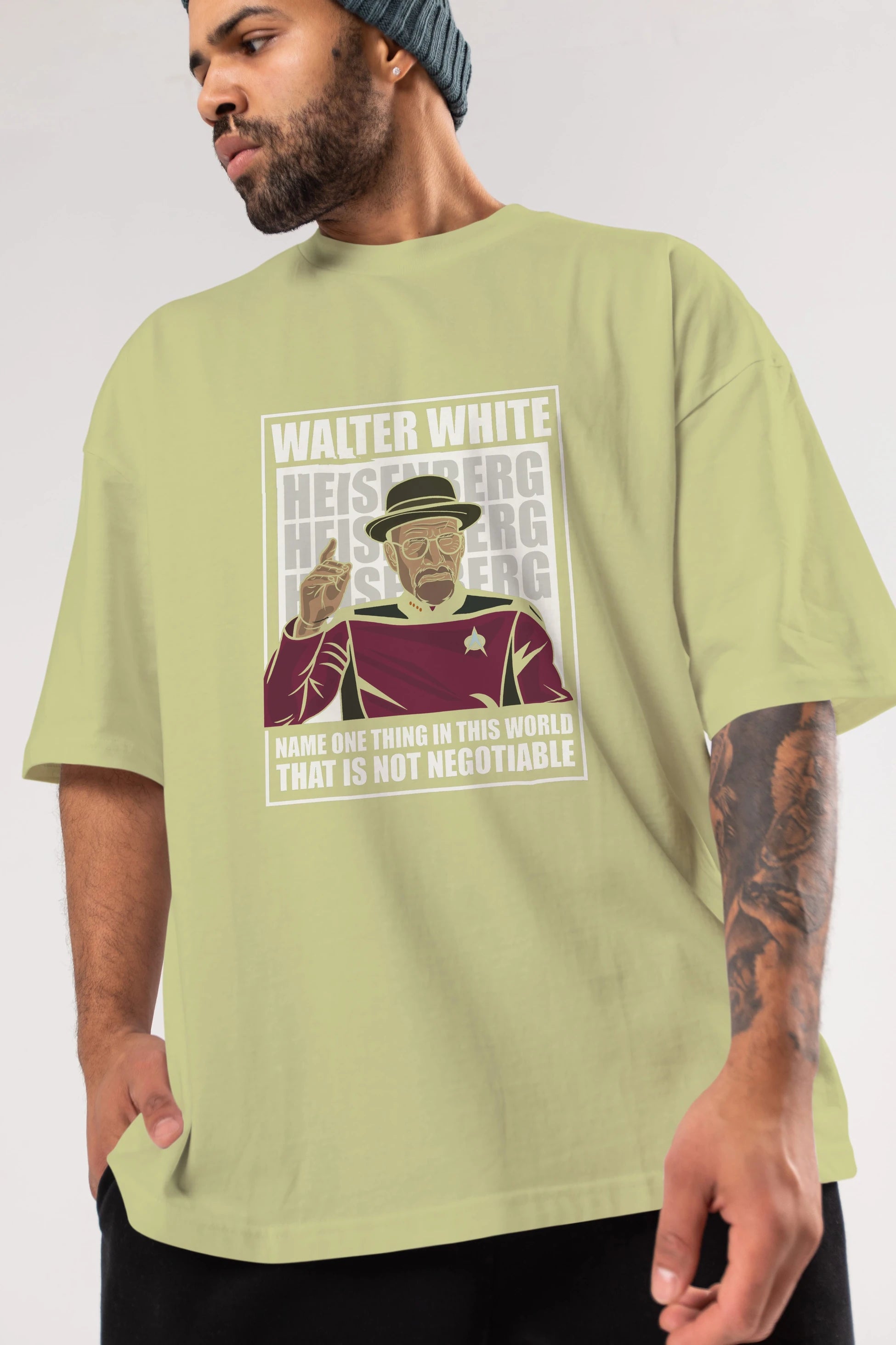 Captain Pixard Heisenberg Ön Baskılı Oversize t-shirt Erkek Kadın Unisex %100 Pamuk tişort