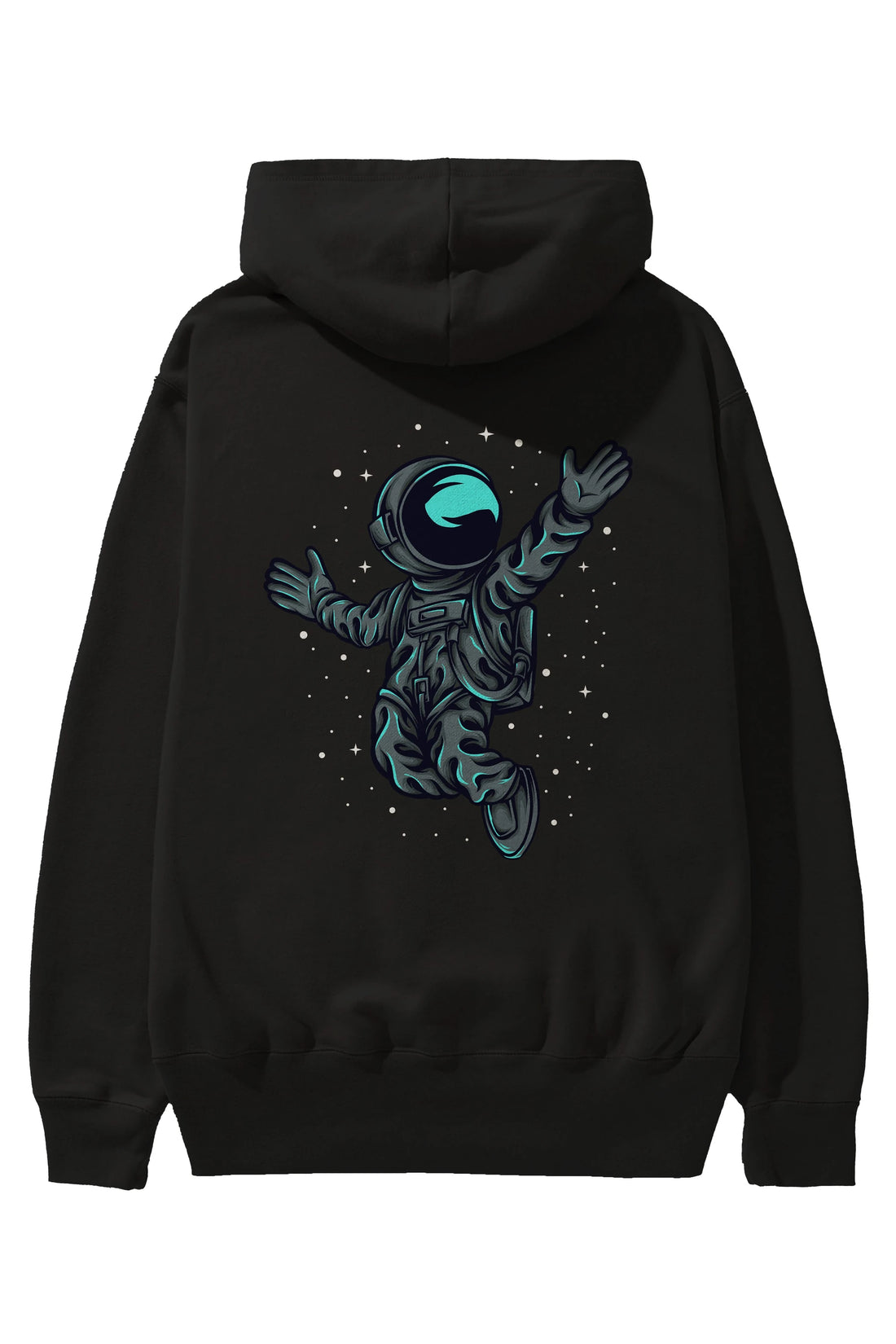 Happy Astronaut Arka Baskılı Hoodie Oversize Kapüşonlu Sweatshirt Erkek Kadın Unisex