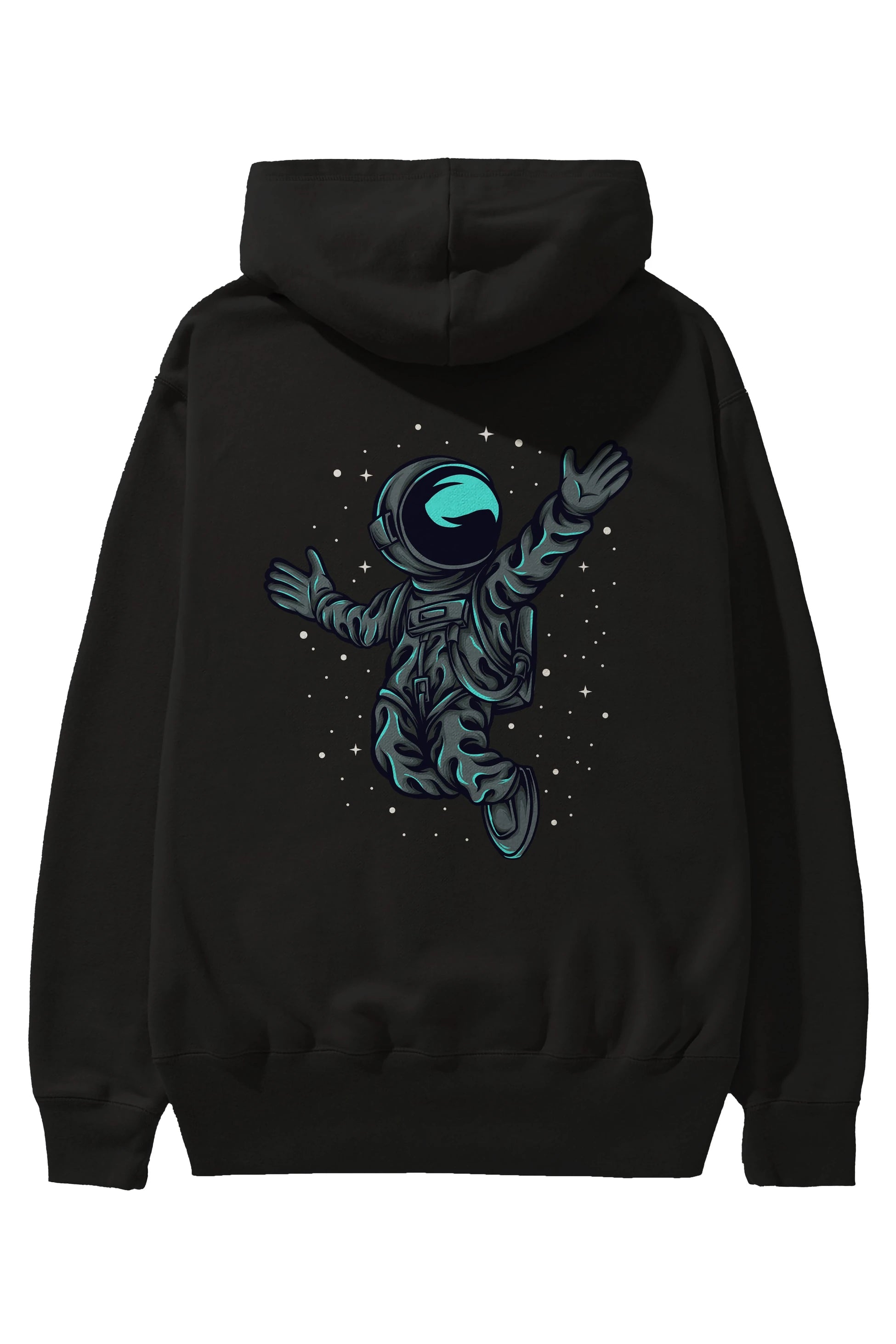Happy Astronaut Arka Baskılı Hoodie Oversize Kapüşonlu Sweatshirt Erkek Kadın Unisex