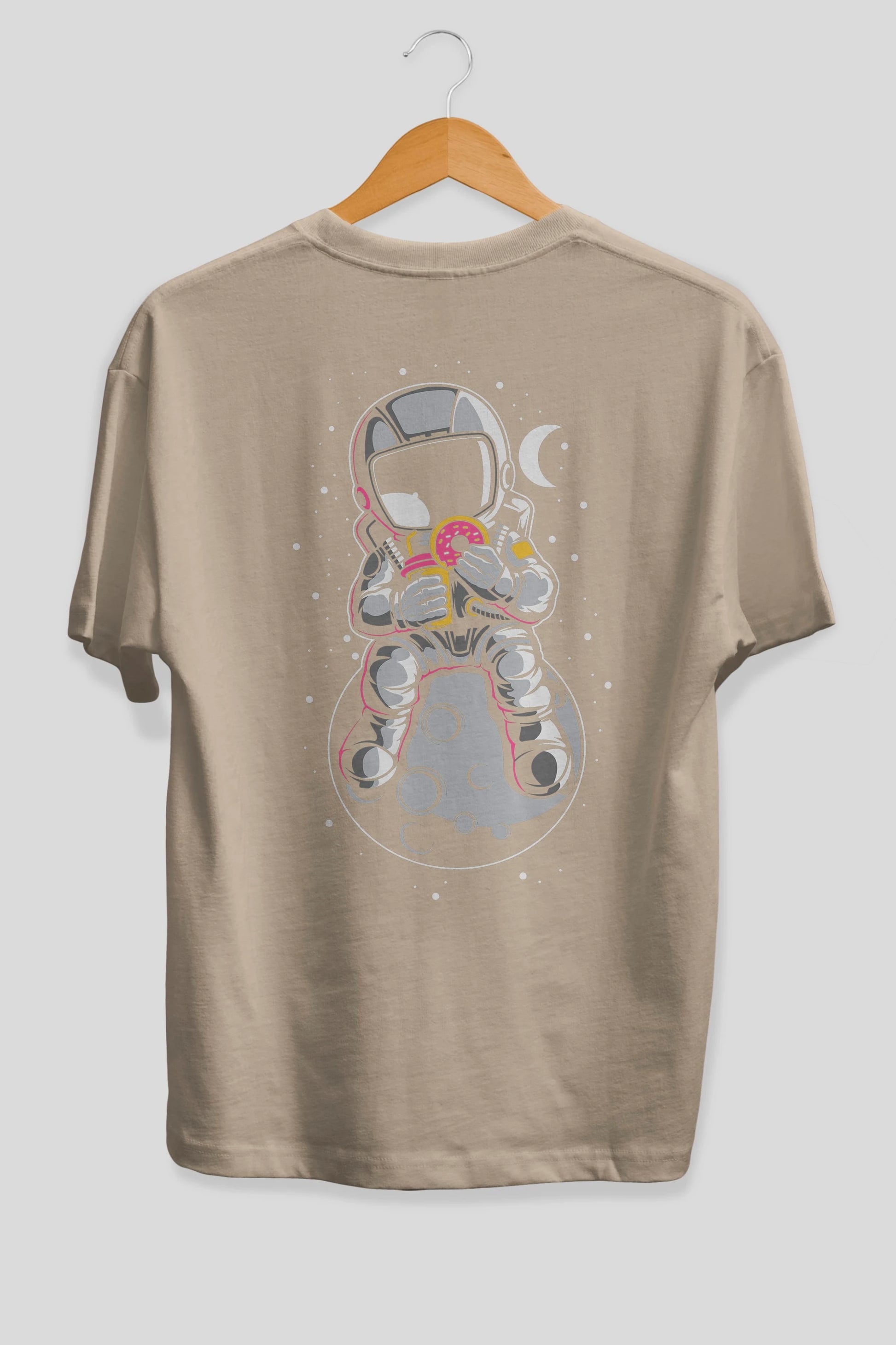 Astronaut Donuts Arka Baskılı Oversize t-shirt Erkek Kadın Unisex