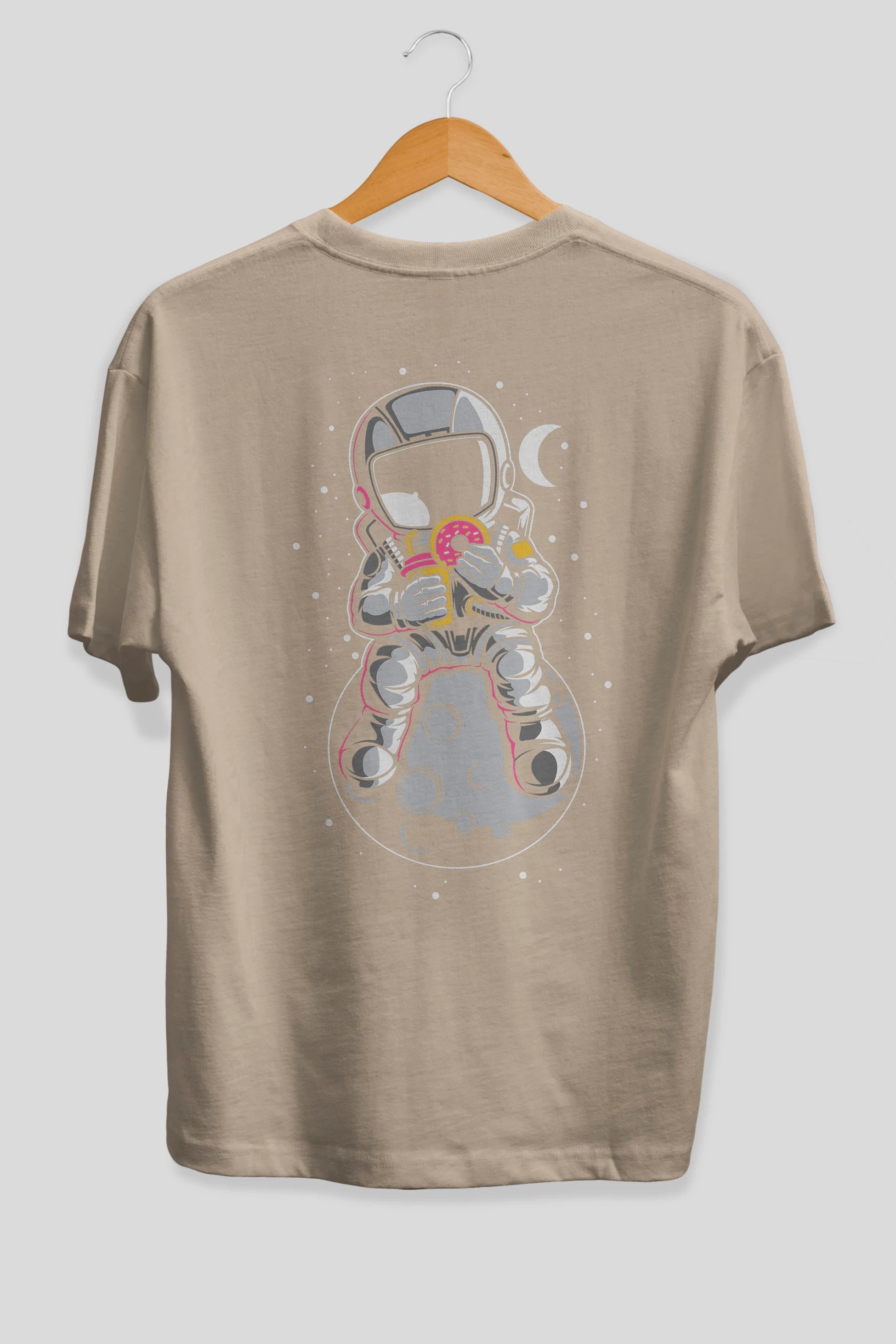 Astronaut Donuts Arka Baskılı Oversize t-shirt Erkek Kadın Unisex