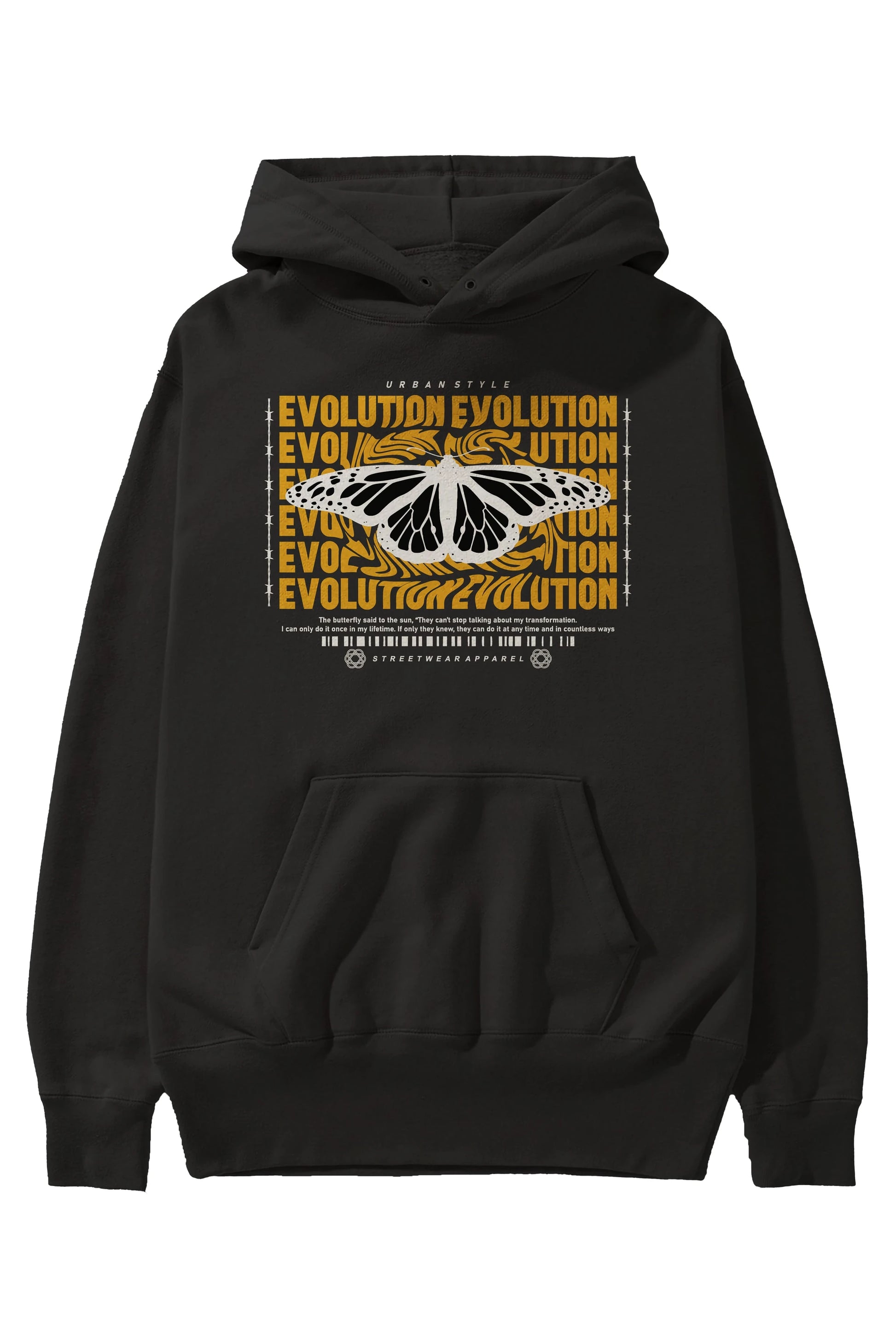 Evolution Urban Style Ön Baskılı Hoodie Oversize Kapüşonlu Sweatshirt Erkek Kadın Unisex
