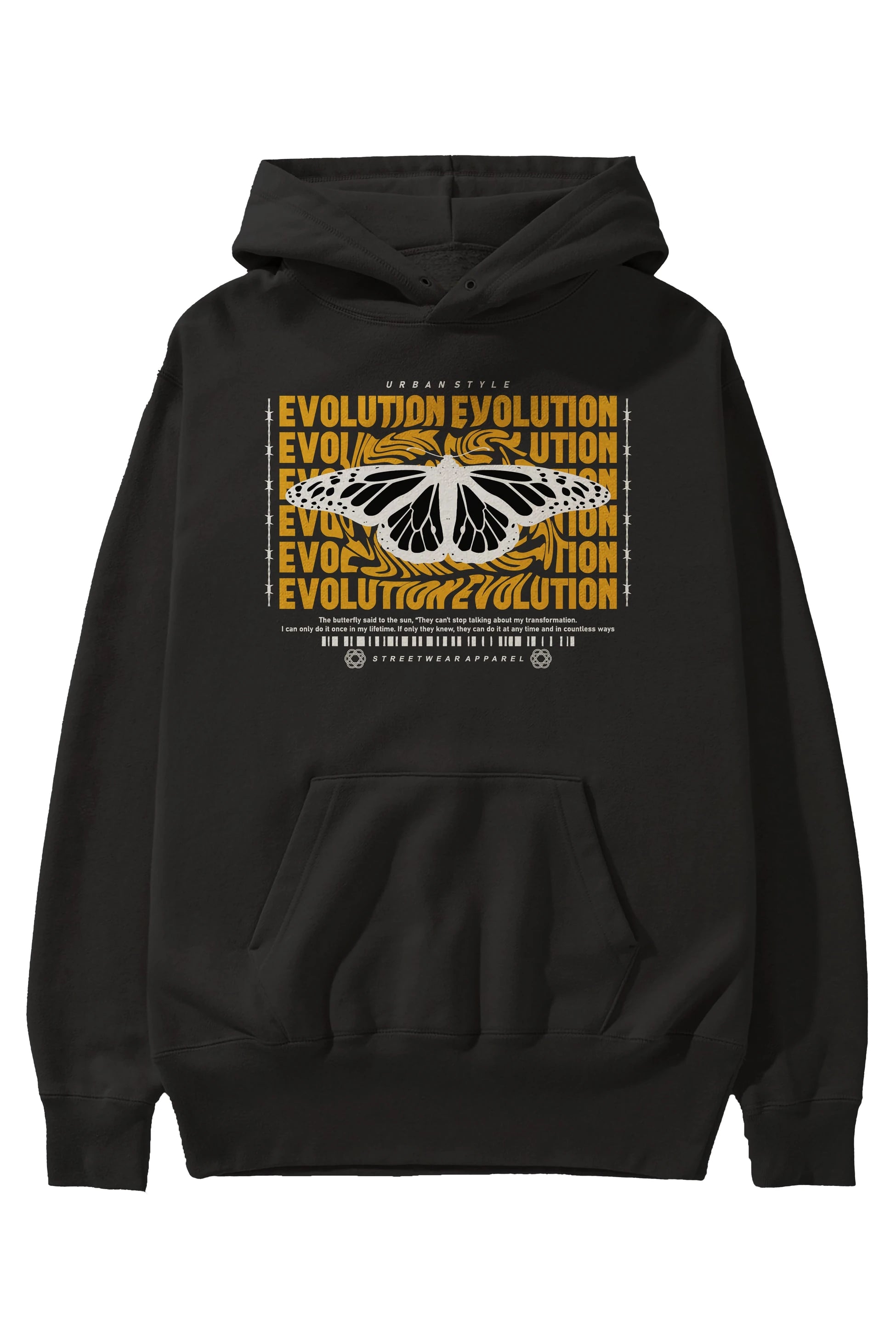 Evolution Urban Style Ön Baskılı Hoodie Oversize Kapüşonlu Sweatshirt Erkek Kadın Unisex