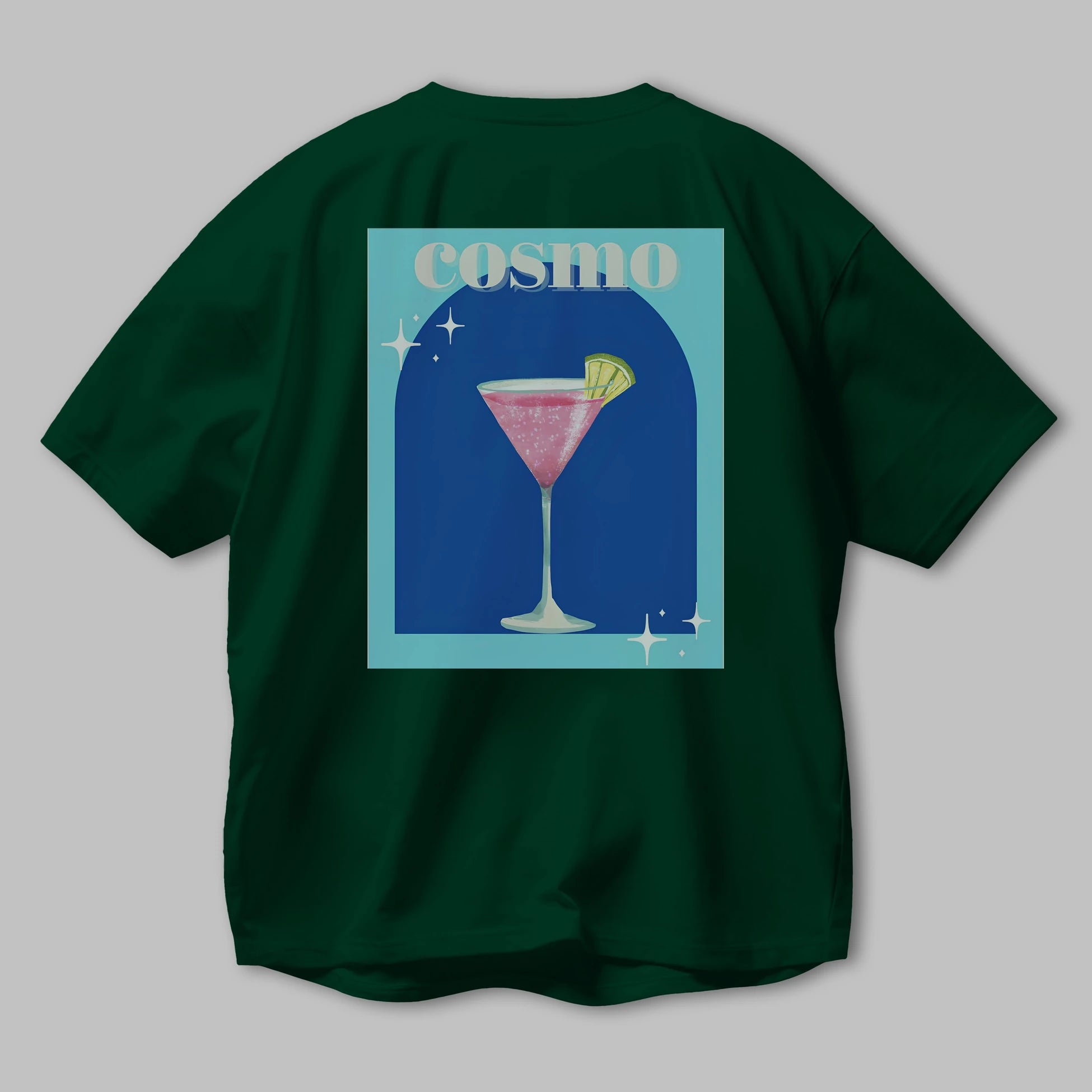 Cosmopolitan 2 Arka Baskılı Oversize t-shirt Erkek Kadın Unisex %100 Pamuk Bisiklet Yaka tişort