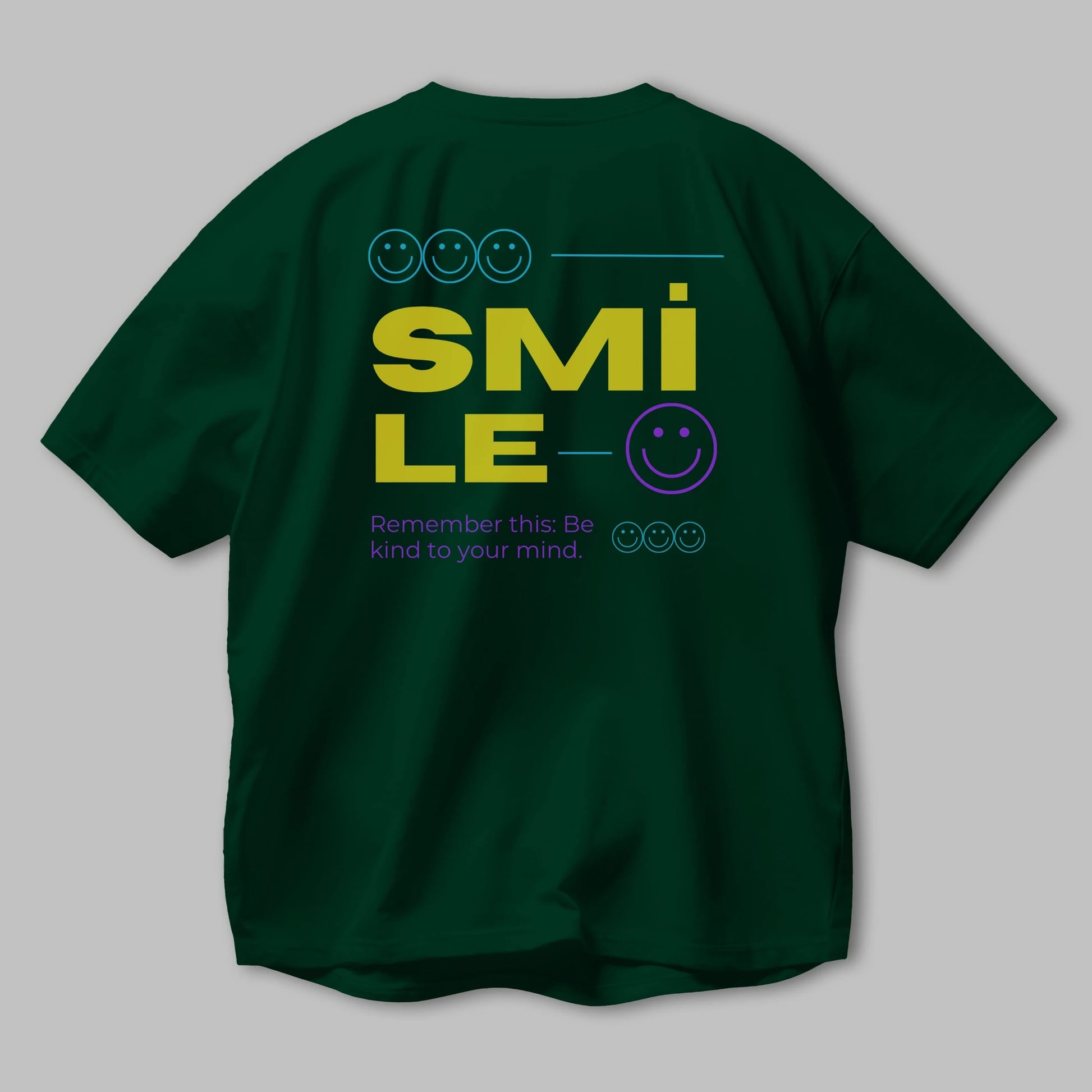 Smile Yazılı 2 Arka Baskılı Oversize t-shirt Erkek Kadın Unisex