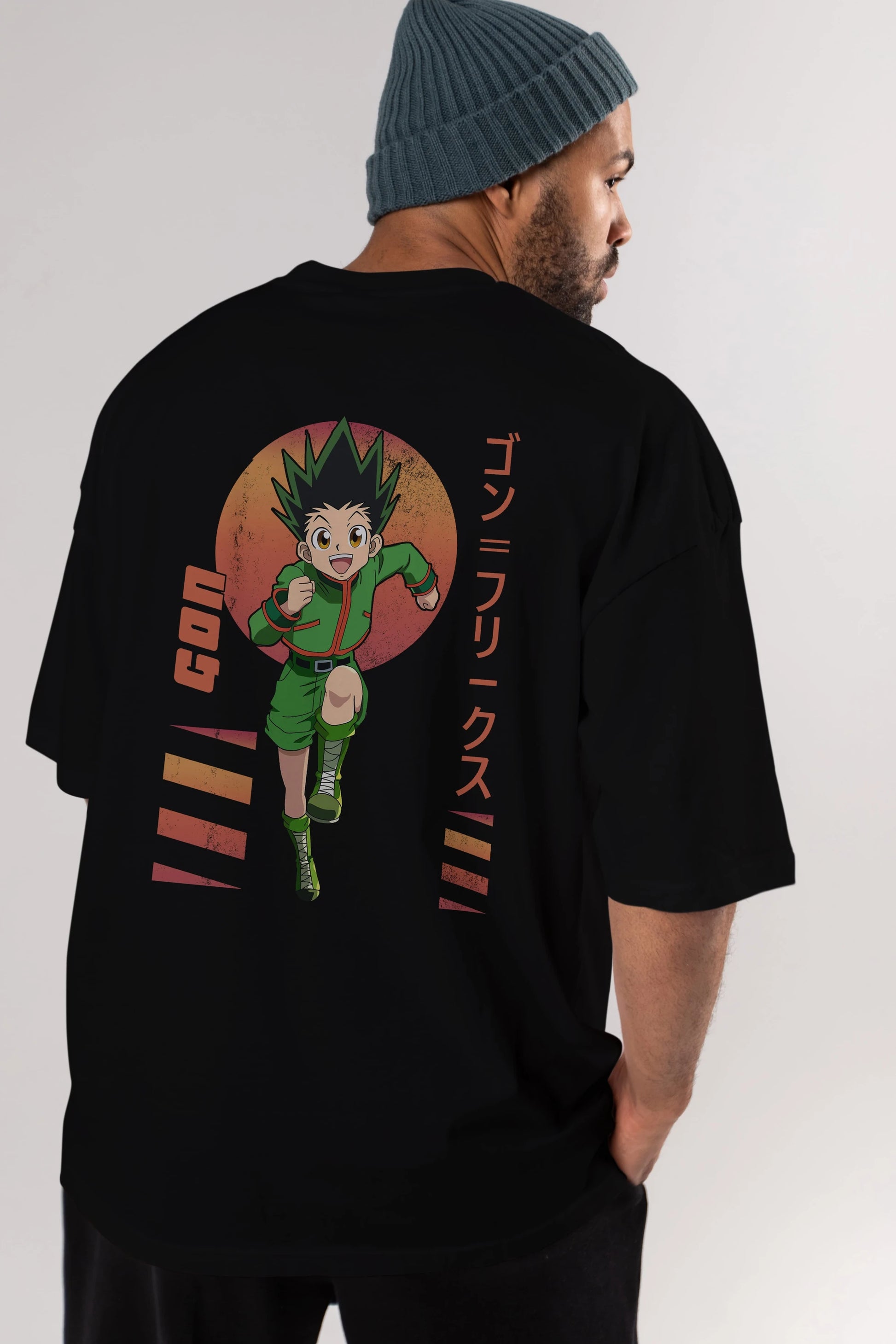 Gon Freecss HUNTER X HUNTER 2 Anime Arka Baskılı Oversize t-shirt Erkek Kadın Unisex