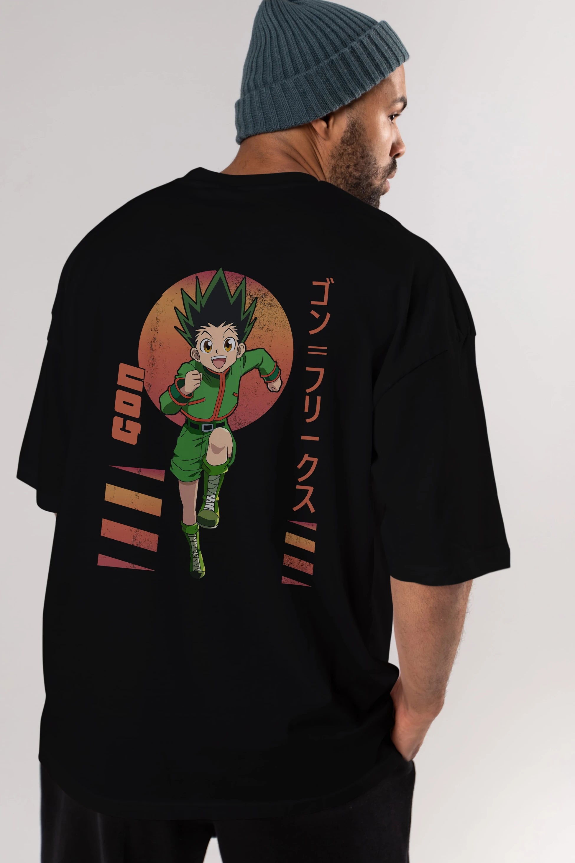 Gon Freecss HUNTER X HUNTER 2 Anime Arka Baskılı Oversize t-shirt Erkek Kadın Unisex