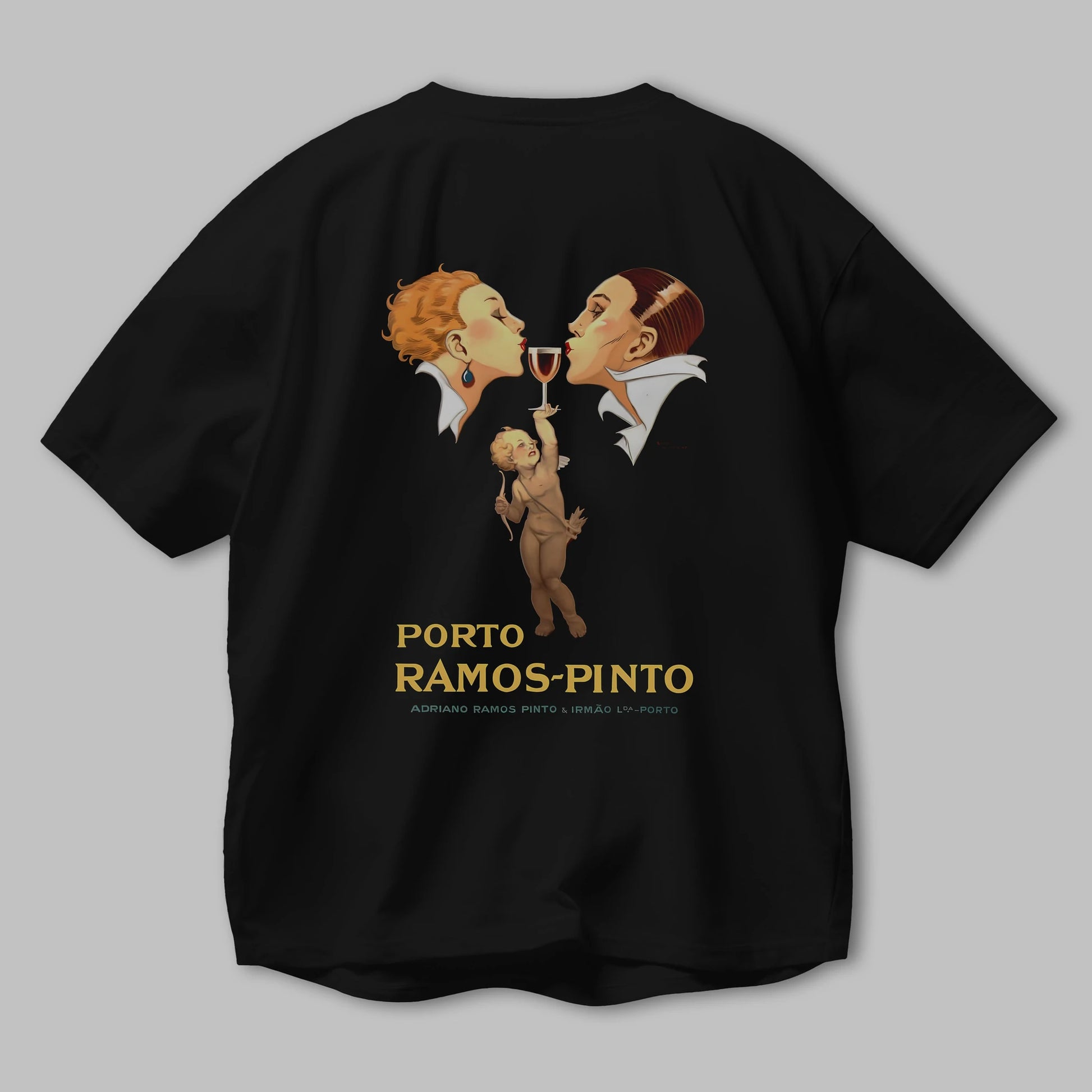 Porto Ramos Pinto Arka Baskılı Oversize t-shirt Erkek Kadın Unisex %100 Pamuk Bisiklet Yaka tişort