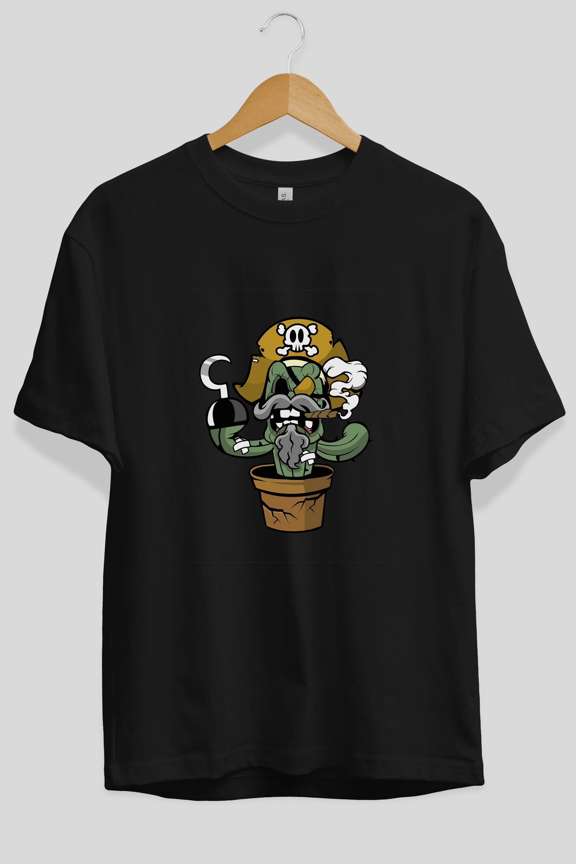 Pirate Cactus Ön Baskılı Oversize t-shirt Erkek Kadın Unisex %100 Pamuk tişort