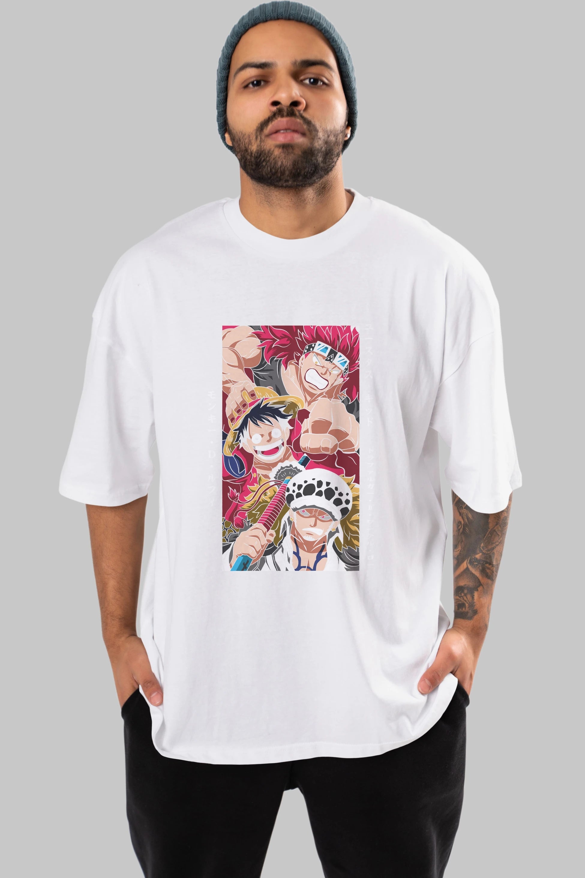 SUPER NOVAS one piece Anime Ön Baskılı Oversize t-shirt %100 pamuk Erkek Kadın Unisex