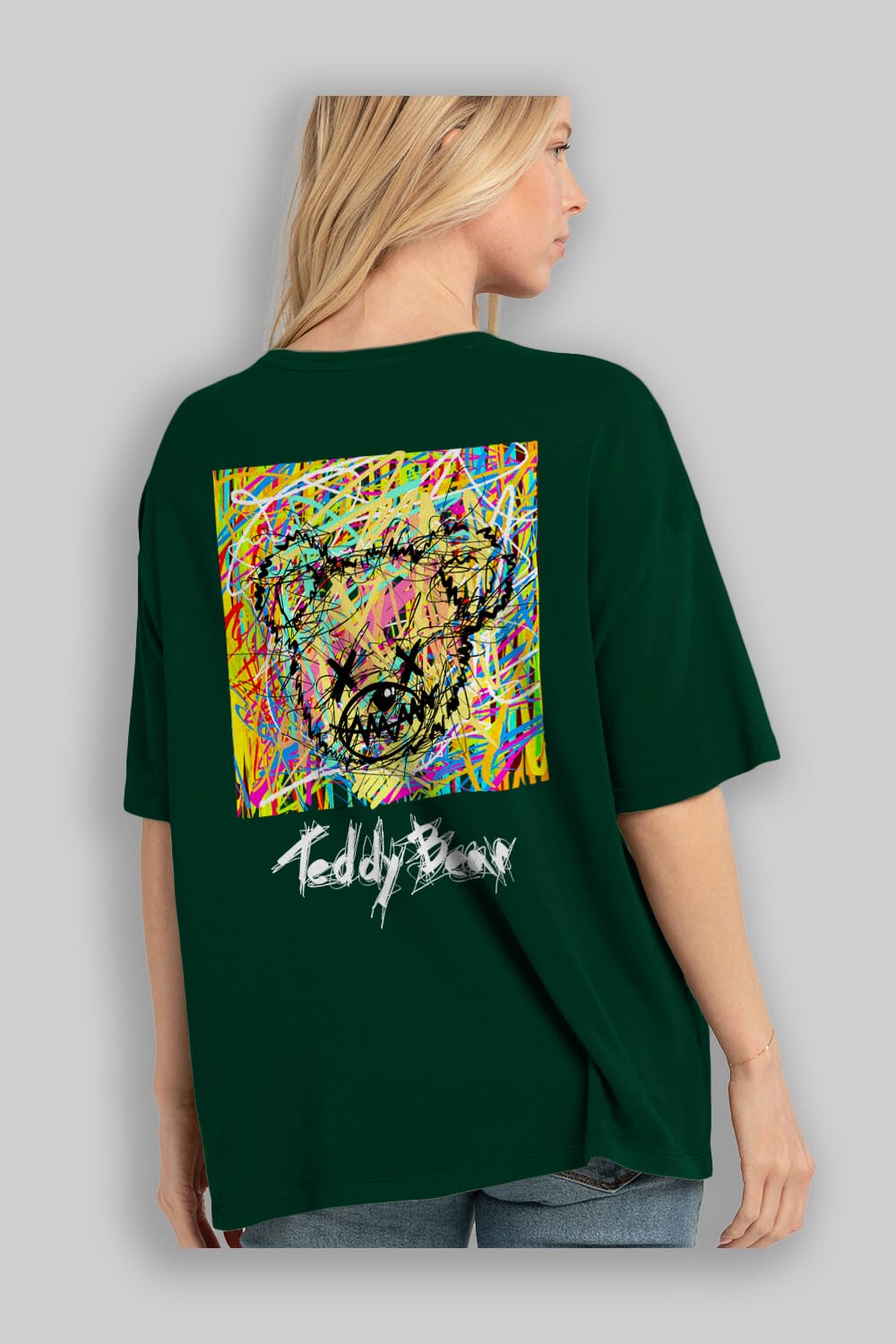Teddy Bear 3 Arka Baskılı Oversize t-shirt Erkek Kadın Unisex