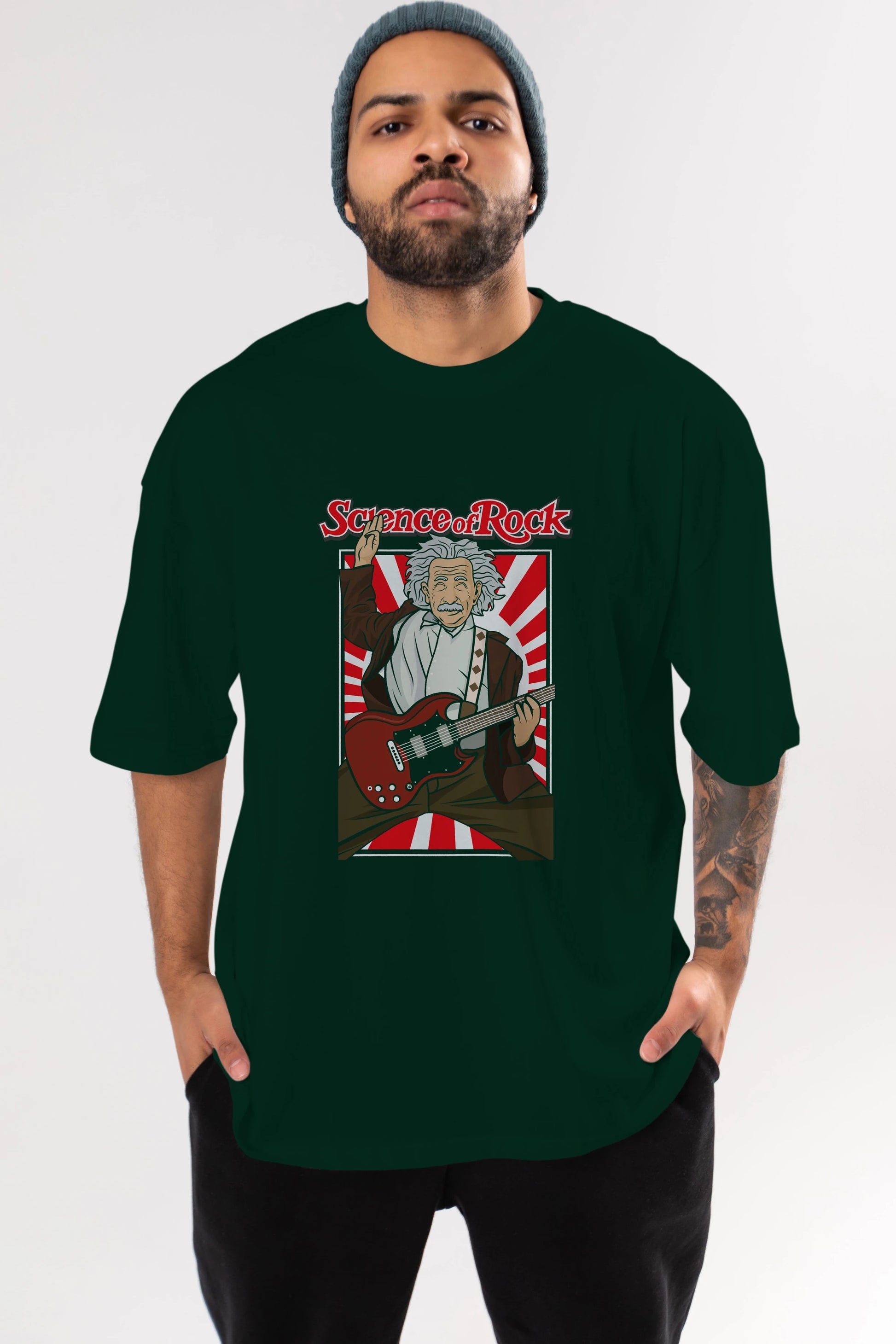 Einstein Science Of Rock Ön Baskılı Oversize t-shirt Erkek Kadın Unisex %100 Pamuk tişort