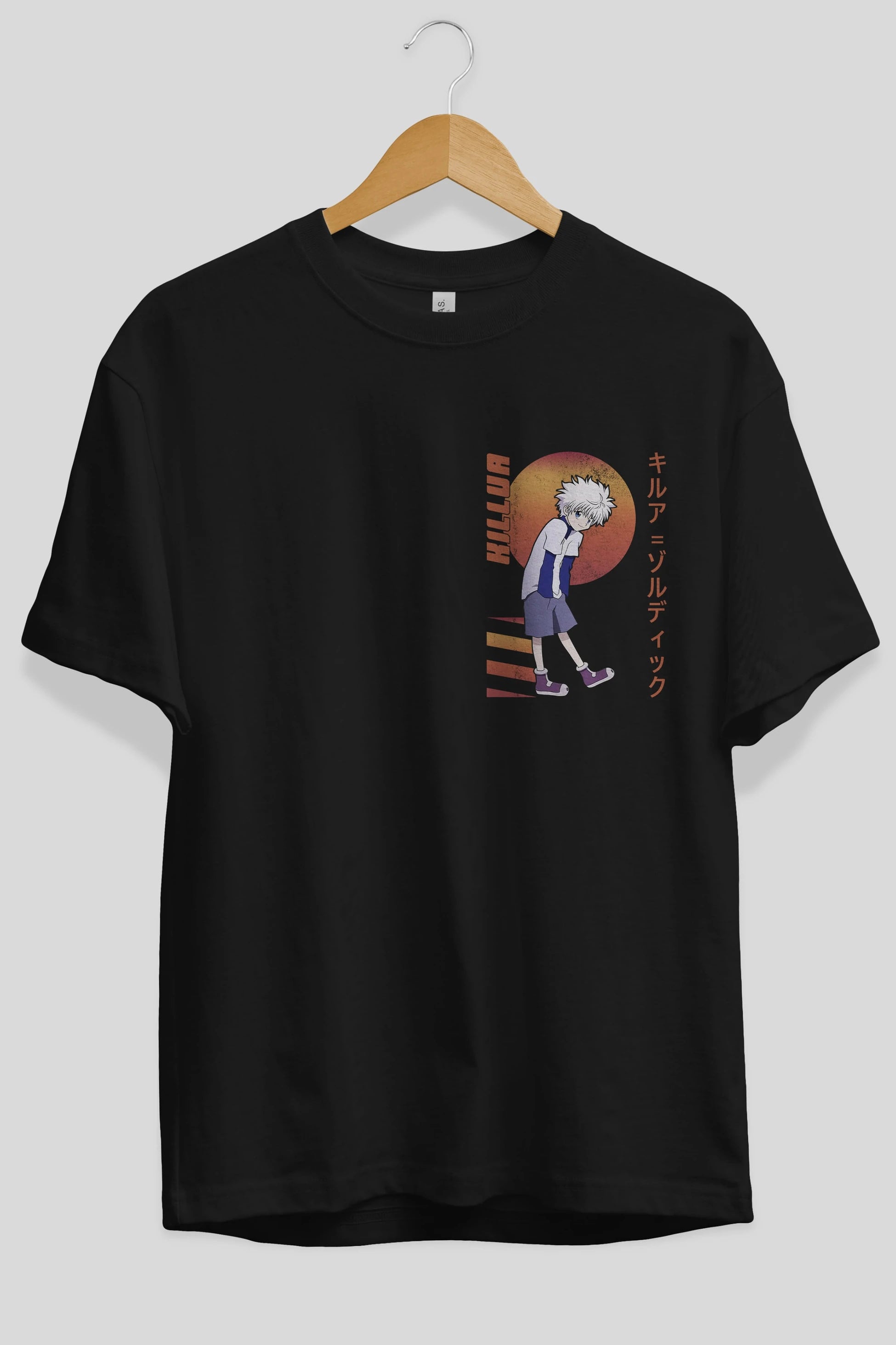 Killua Zoldyck 5 2 Ön Sol Baskılı Oversize t-shirt Erkek Kadın Unisex %100 Pamuk Bisiklet Yaka tişort