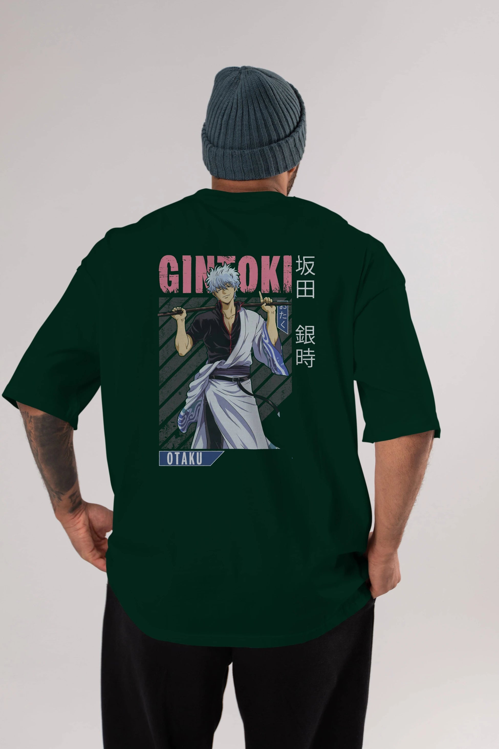 Gintoki Sakata GINTAMA 3 Anime Arka Baskılı Oversize t-shirt Erkek Kadın Unisex