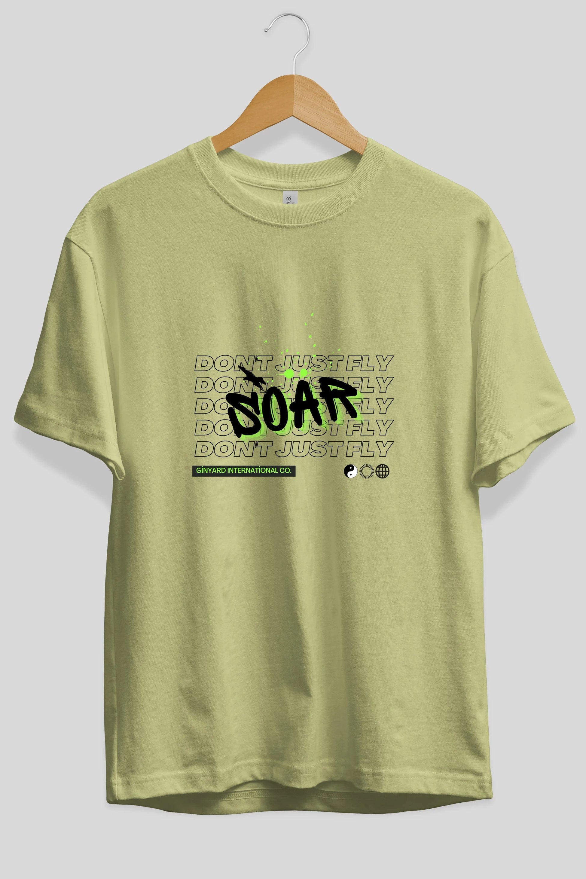 Soar Dont Just Fly Yazılı Ön Baskılı Oversize t-shirt Erkek Kadın Unisex