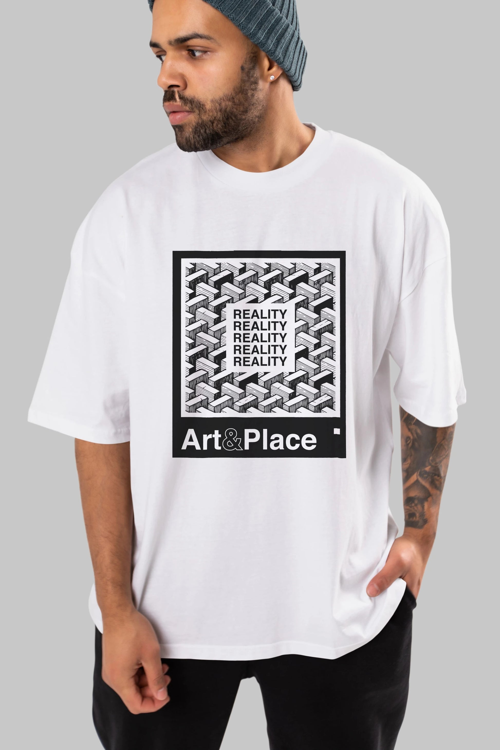 Reality Ön Baskılı Oversize t-shirt Erkek Kadın Unisex