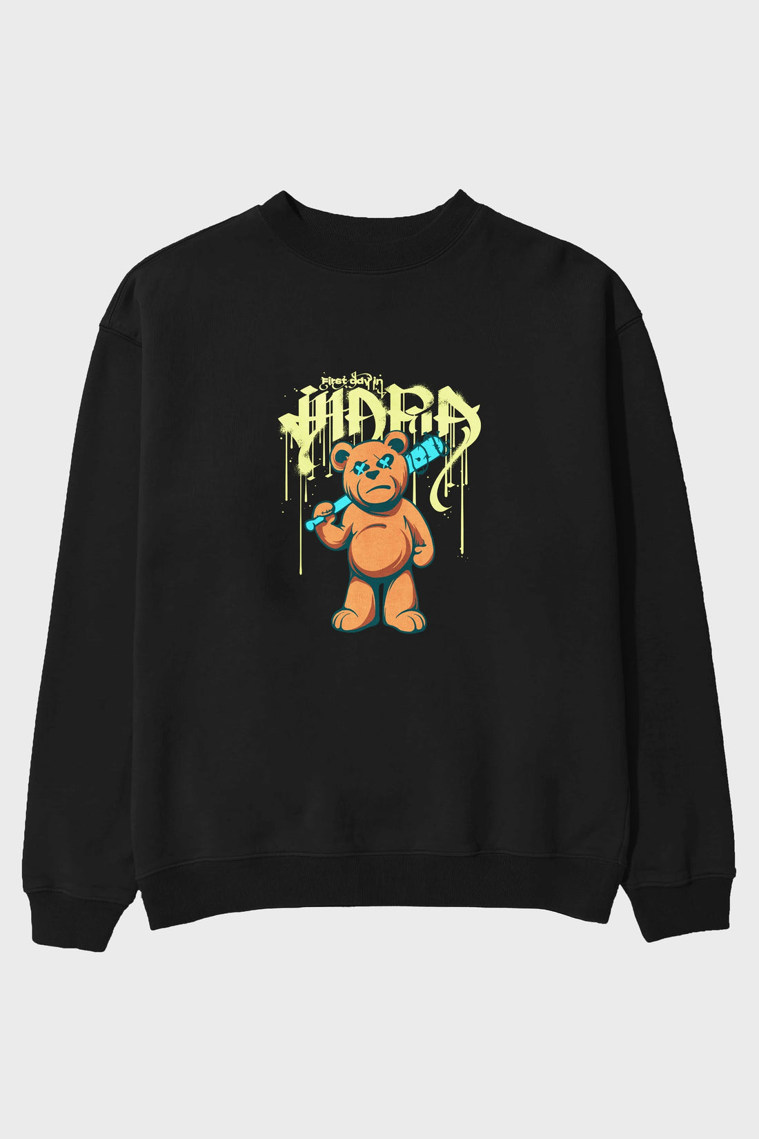 Hidra Bear Ön Baskılı Oversize Sweatshirt Erkek Kadın Unisex
