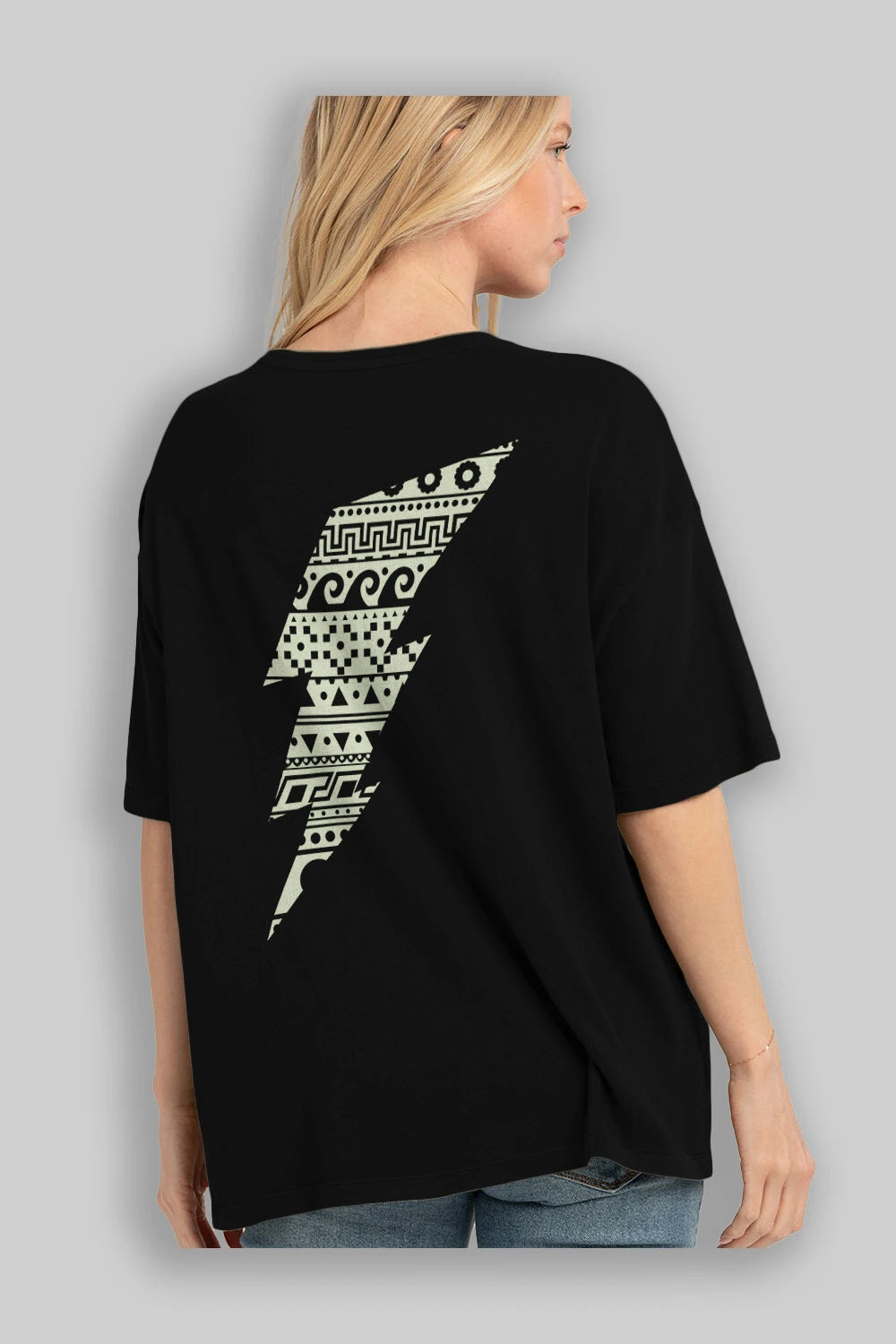Thunderbolt Arka Baskılı Oversize t-shirt %100 pamuk Erkek Kadın Unisex