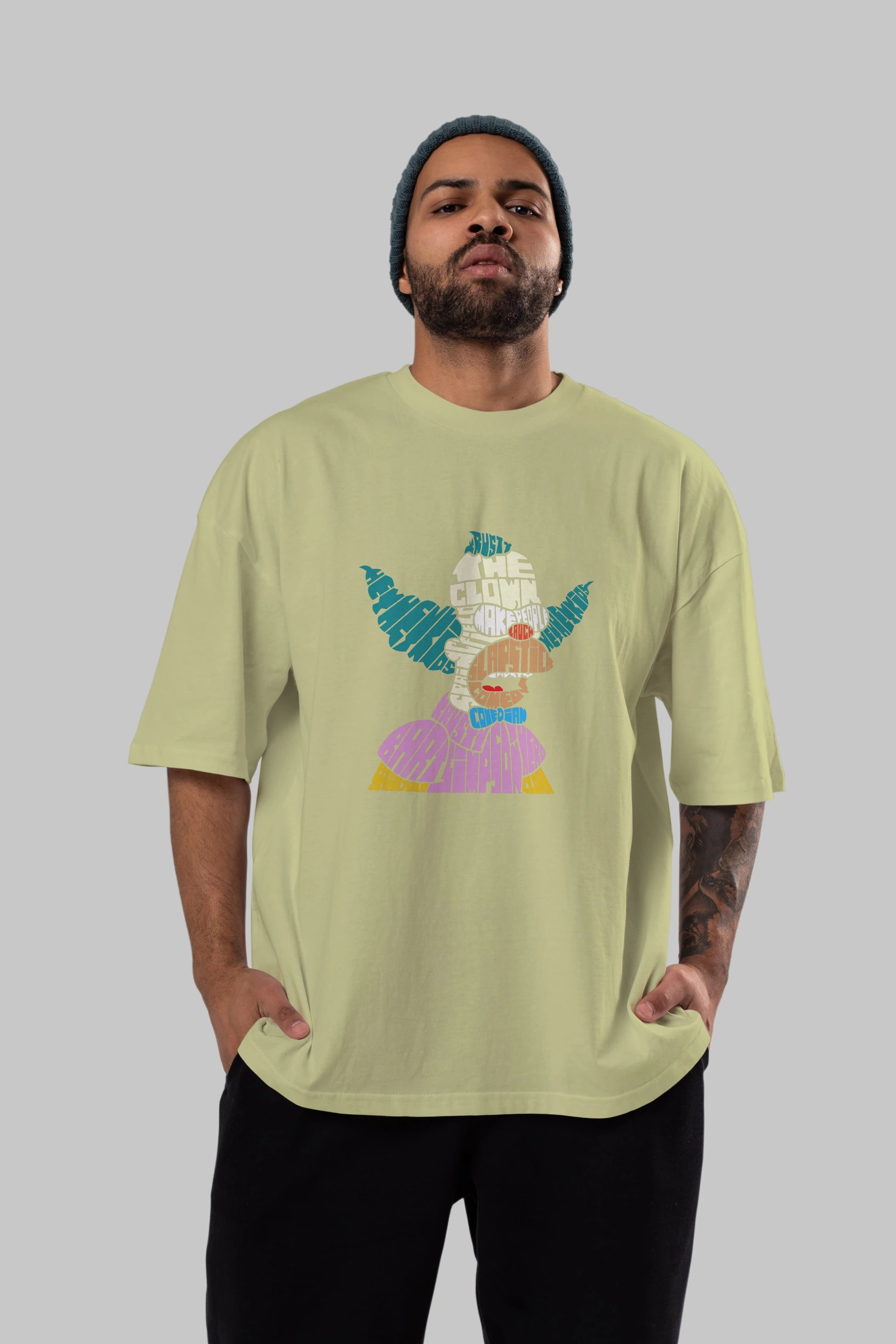 Krusty Clown Ön Baskılı Oversize t-shirt %100 pamuk Erkek Kadın Unisex