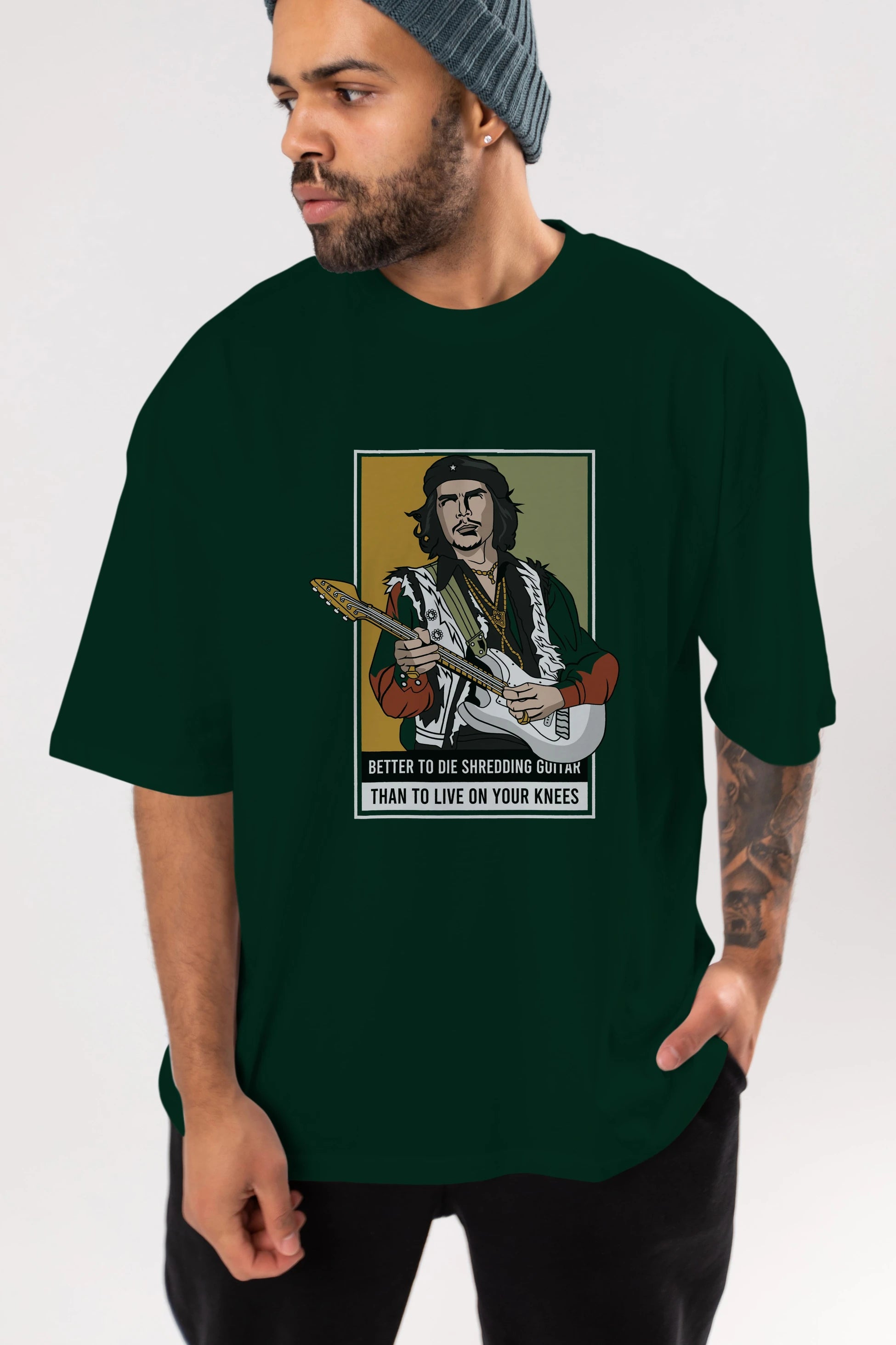 Che Guevara Hendrix Ön Baskılı Oversize t-shirt Erkek Kadın Unisex %100 Pamuk tişort