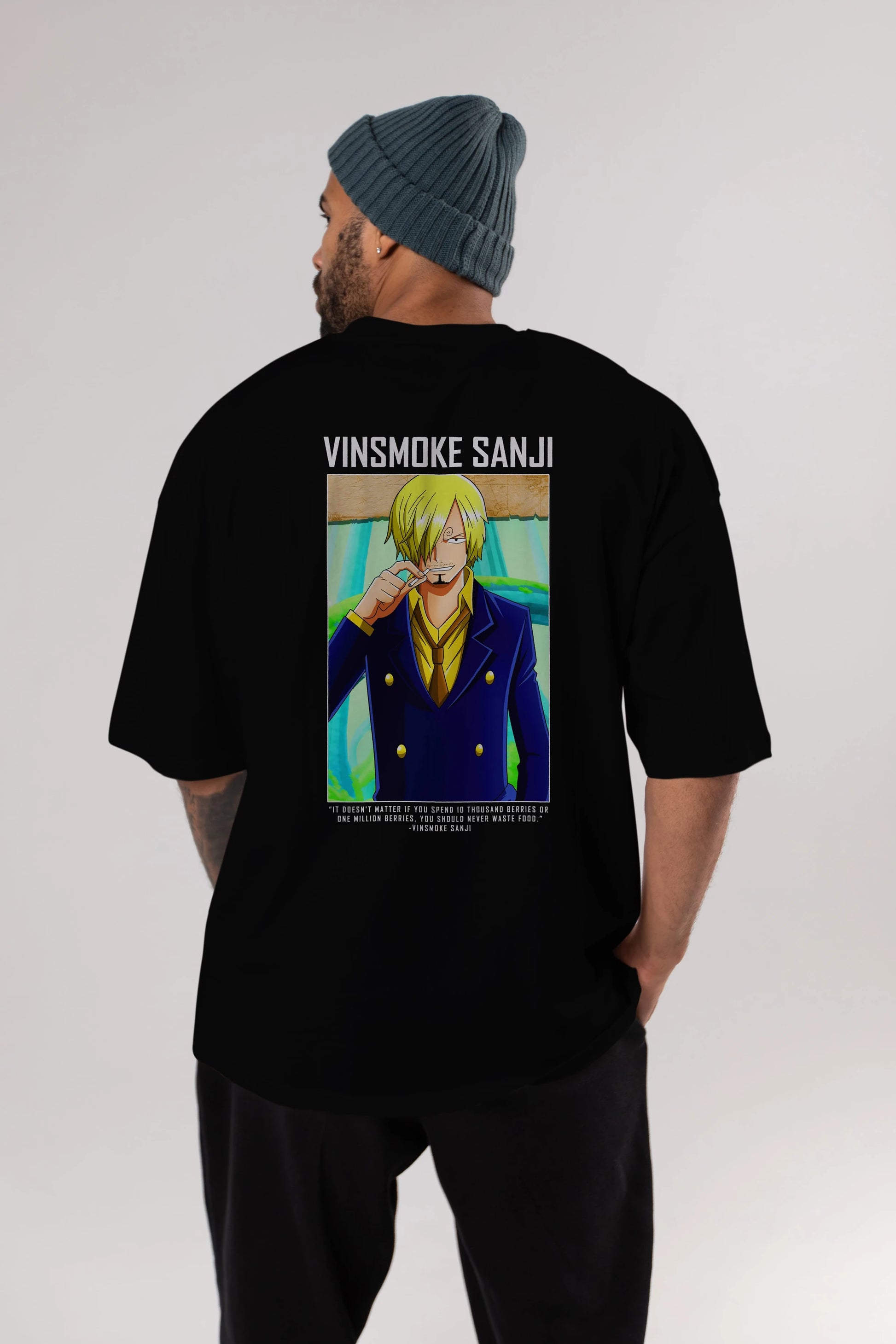 Sanji 2 Anime Arka Baskılı Oversize t-shirt Erkek Kadın Unisex %100 pamuk tişort