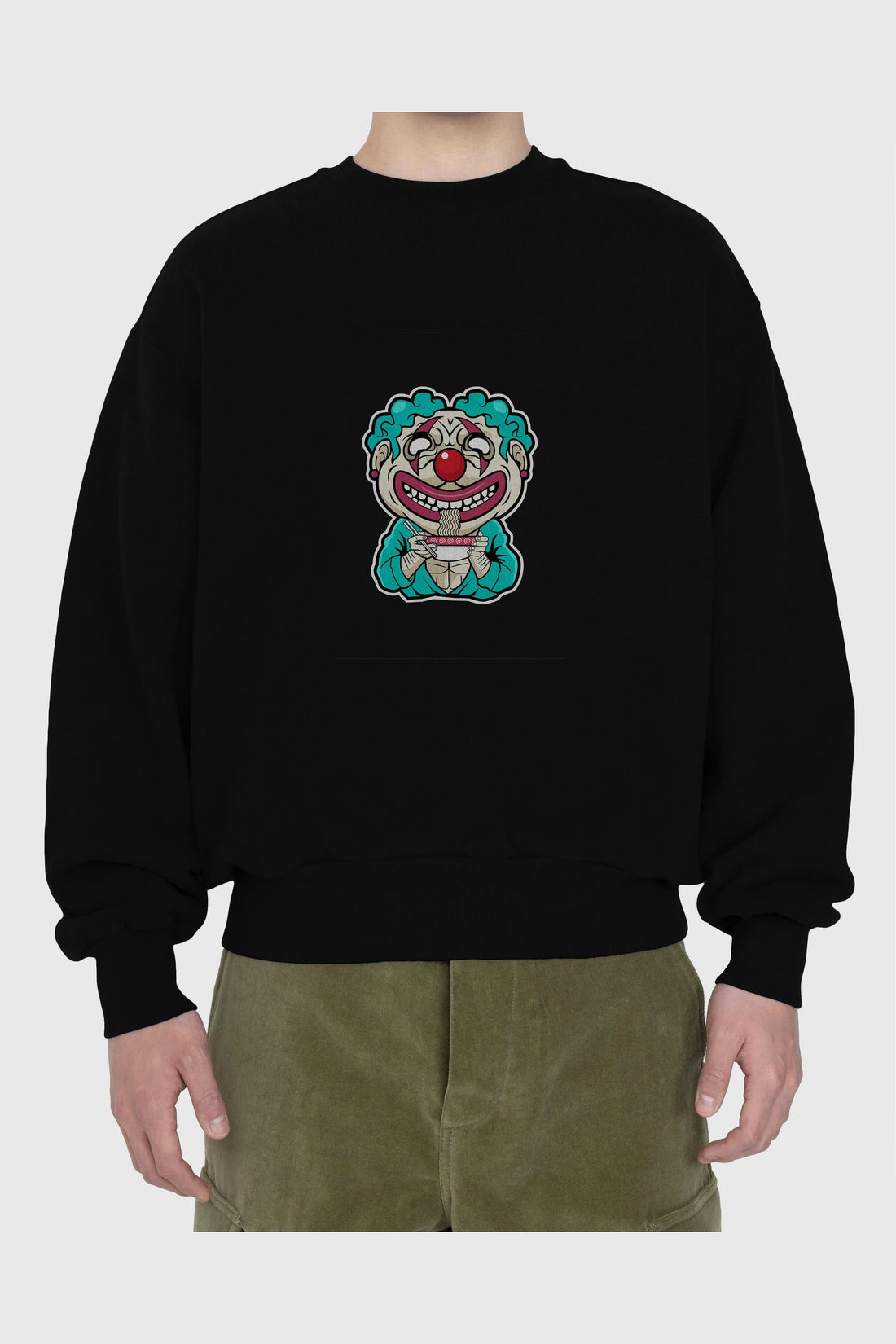 Clown Ramen Ön Baskılı Oversize Sweatshirt Erkek Kadın Unisex