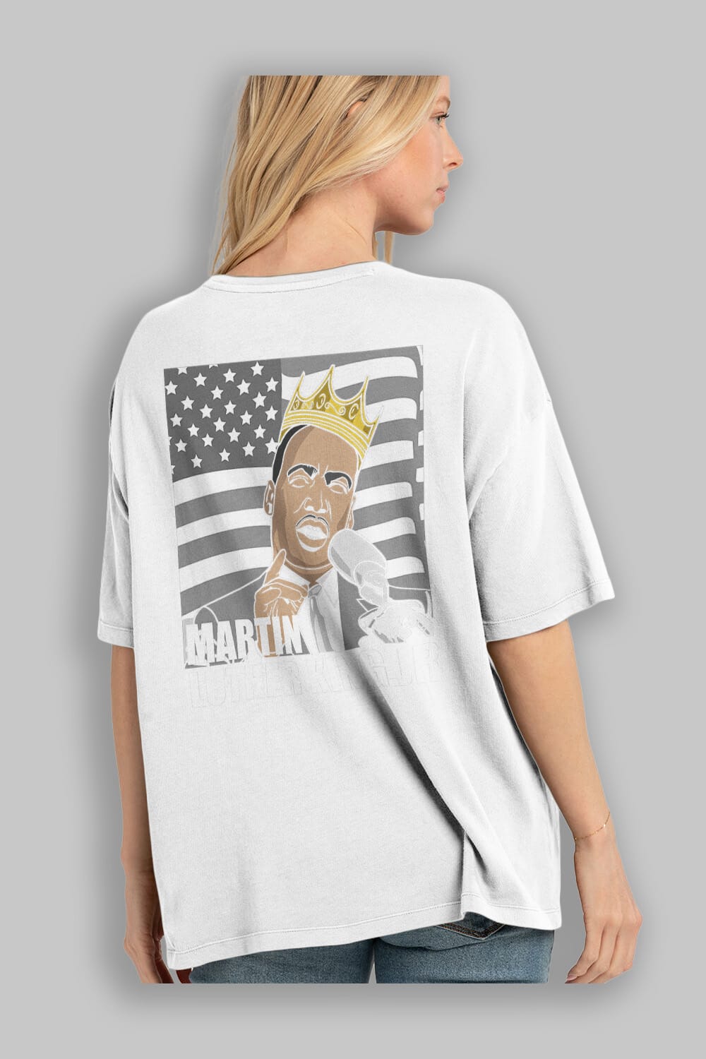 Luther King Arka Baskılı Oversize t-shirt Erkek Kadın Unisex %100 Pamuk tişort